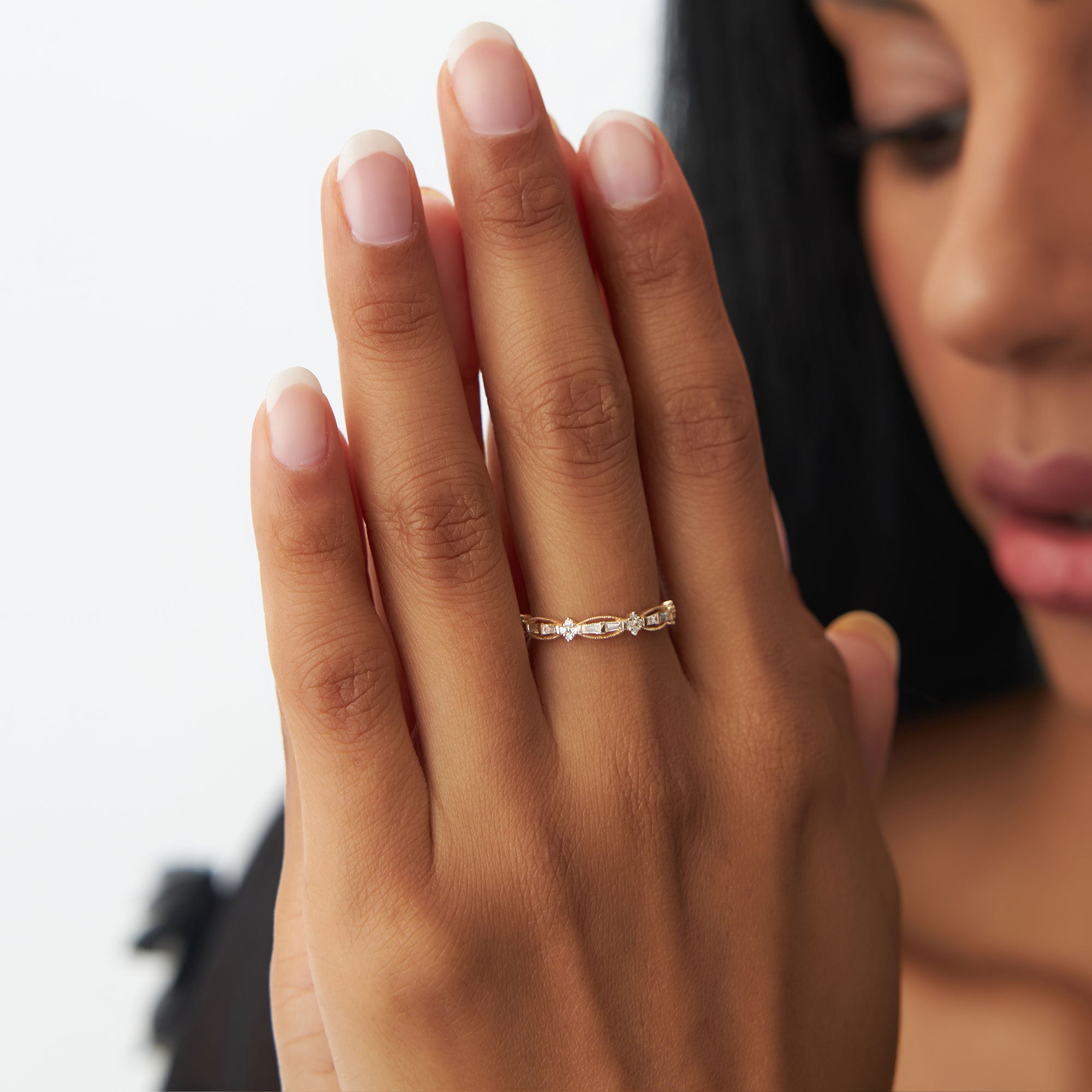 OBFJ1180 - 14k Vintage Inspired Baguette Diamond Wedding RIng 3