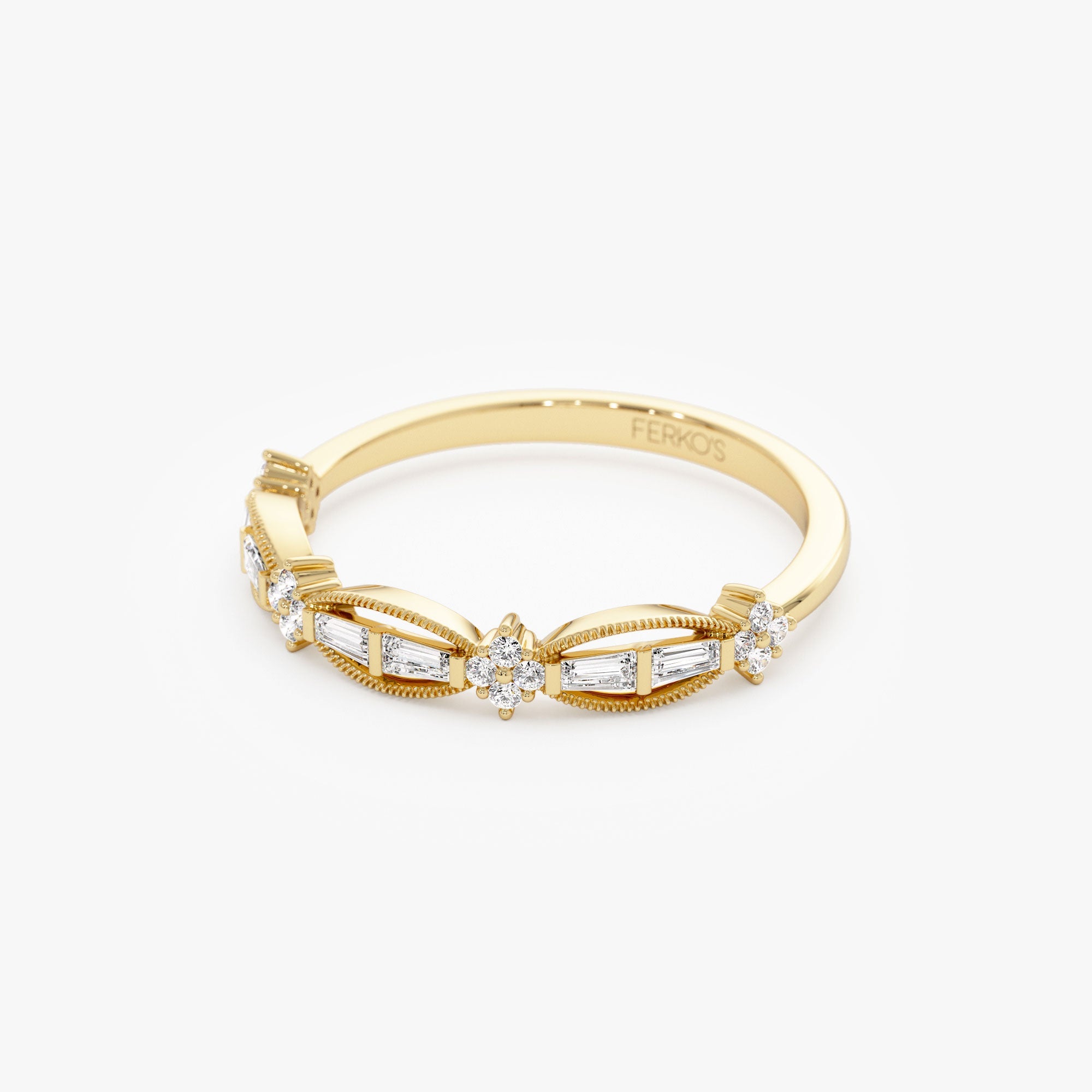OBFJ1180 - 14k Vintage Inspired Baguette Diamond Wedding RIng 8