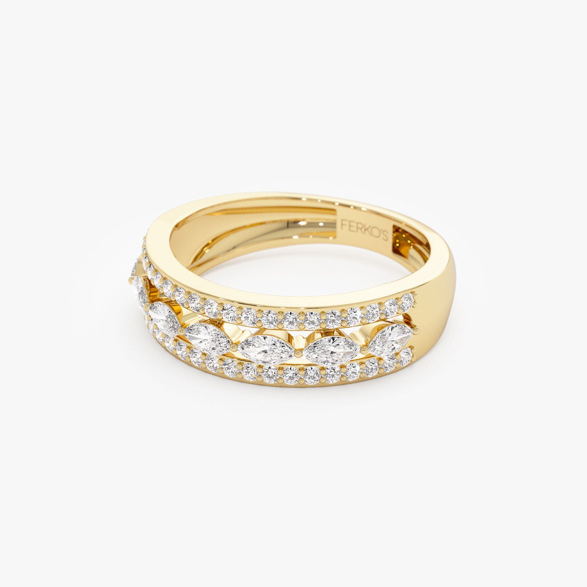 OBFJ1218 - 14K Multi-Band Marquise and Round Diamond Ring 7