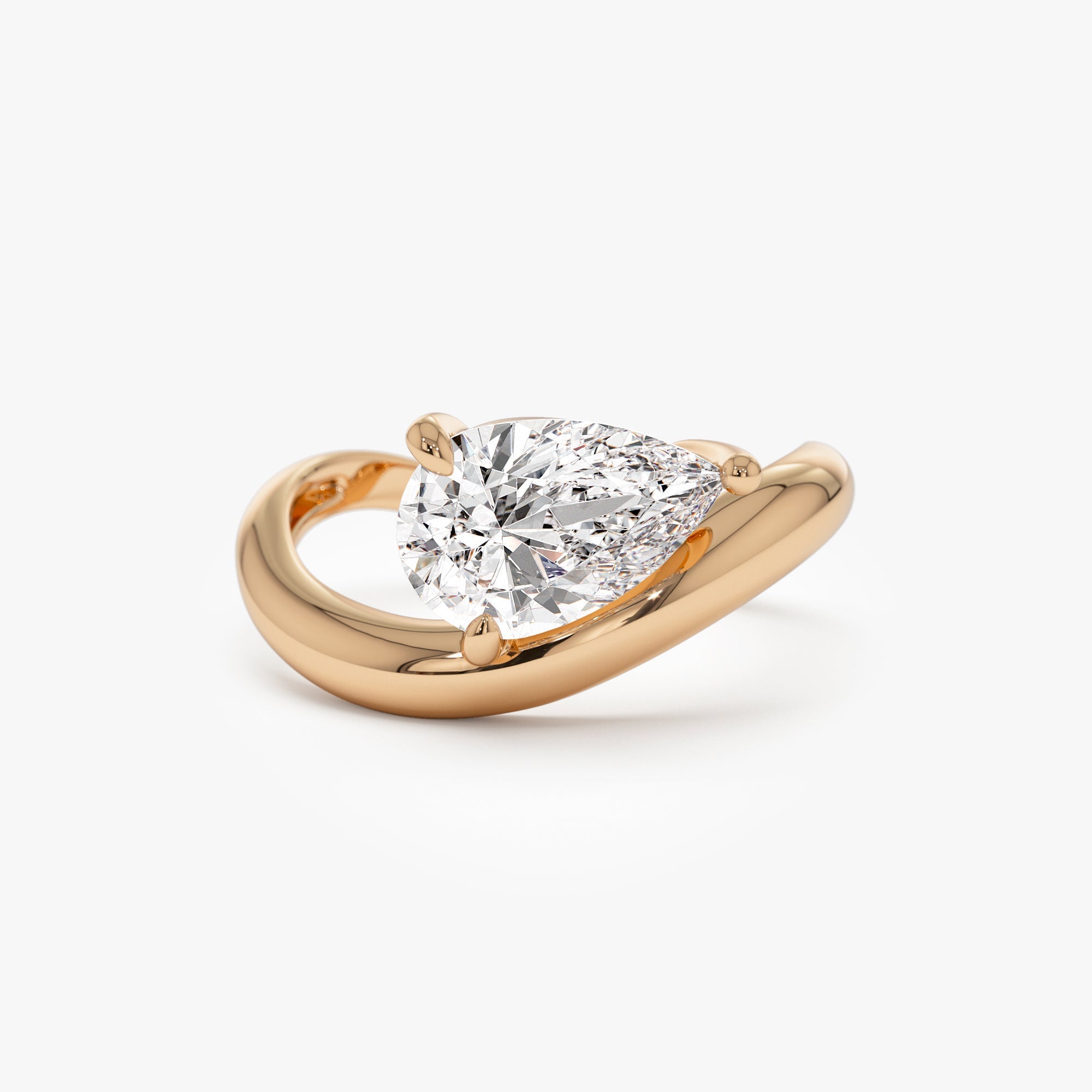 OBFJ1000 - 1.55 ctw 14k Lab Grown Pear Shaped Wave Diamond Engagement Ring  - Sophie 6
