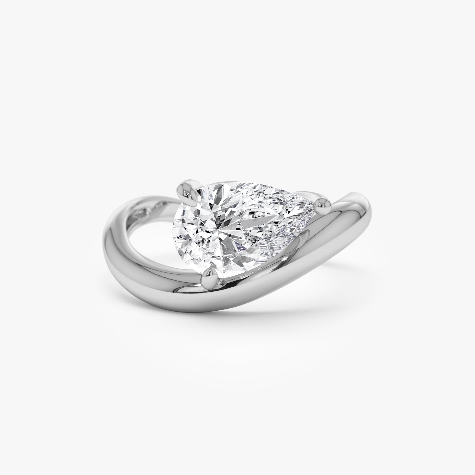 OBFJ1000 - 1.55 ctw 14k Lab Grown Pear Shaped Wave Diamond Engagement Ring  - Sophie 5