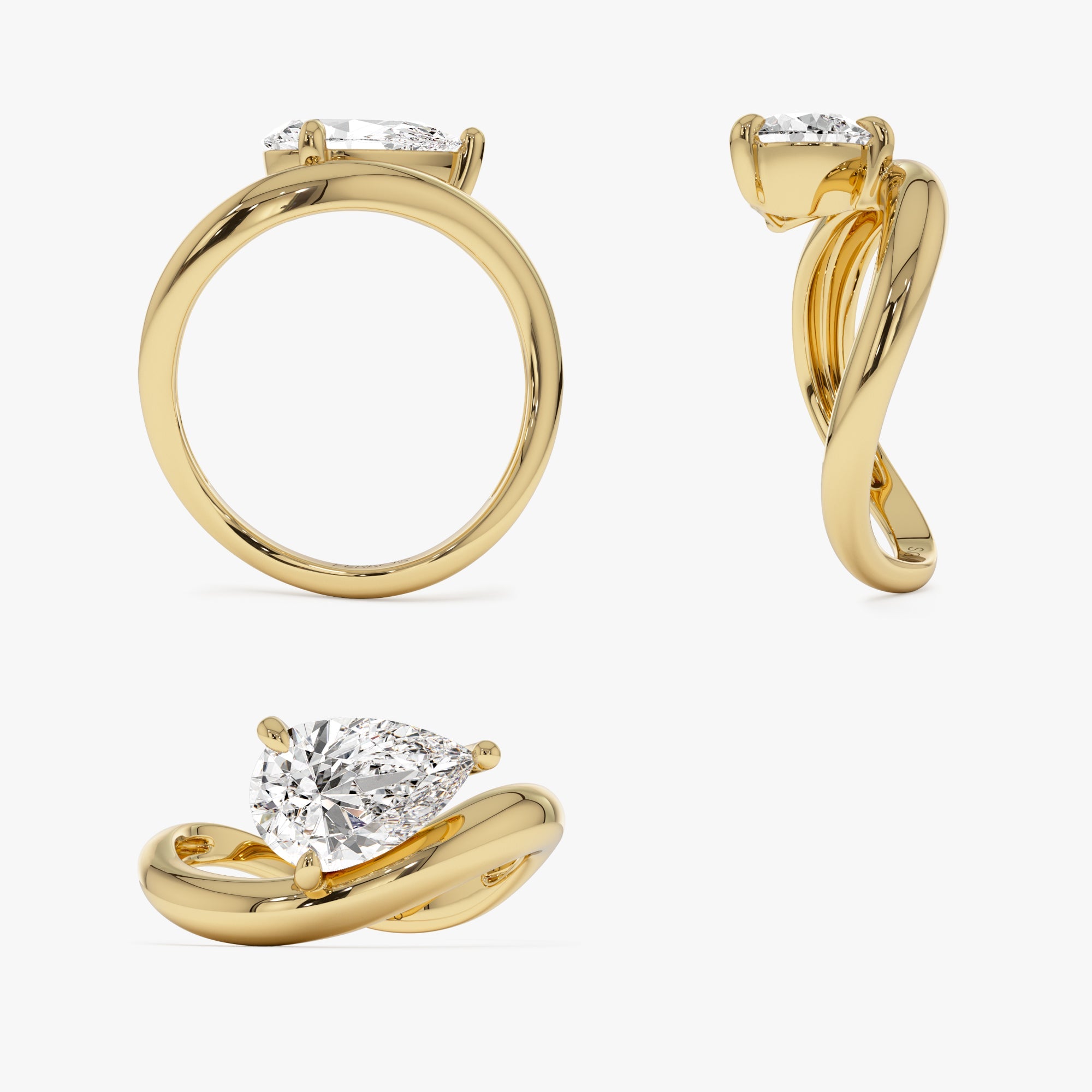 OBFJ1000 - 1.55 ctw 14k Lab Grown Pear Shaped Wave Diamond Engagement Ring  - Sophie 8