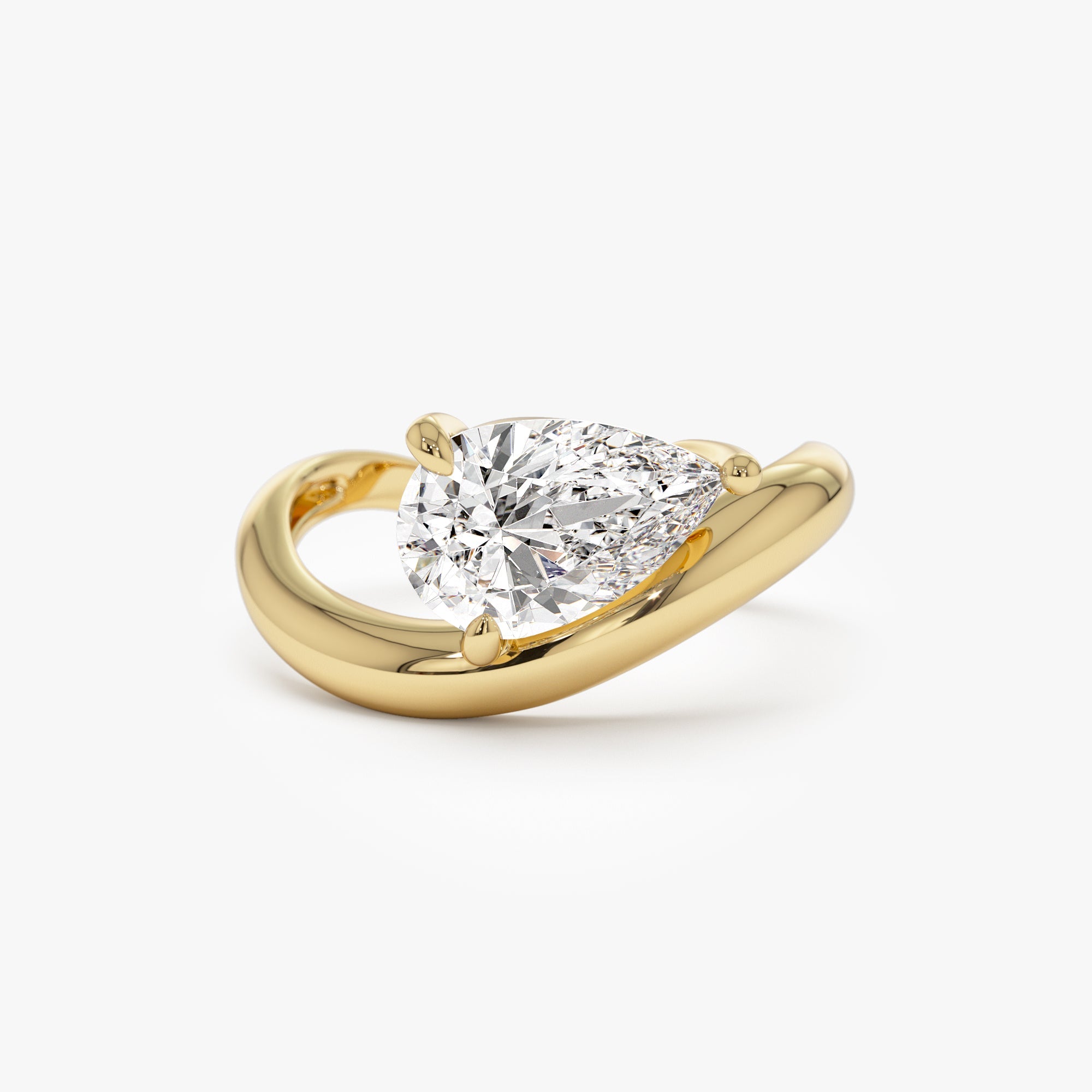 OBFJ1000 - 1.55 ctw 14k Lab Grown Pear Shaped Wave Diamond Engagement Ring  - Sophie 1