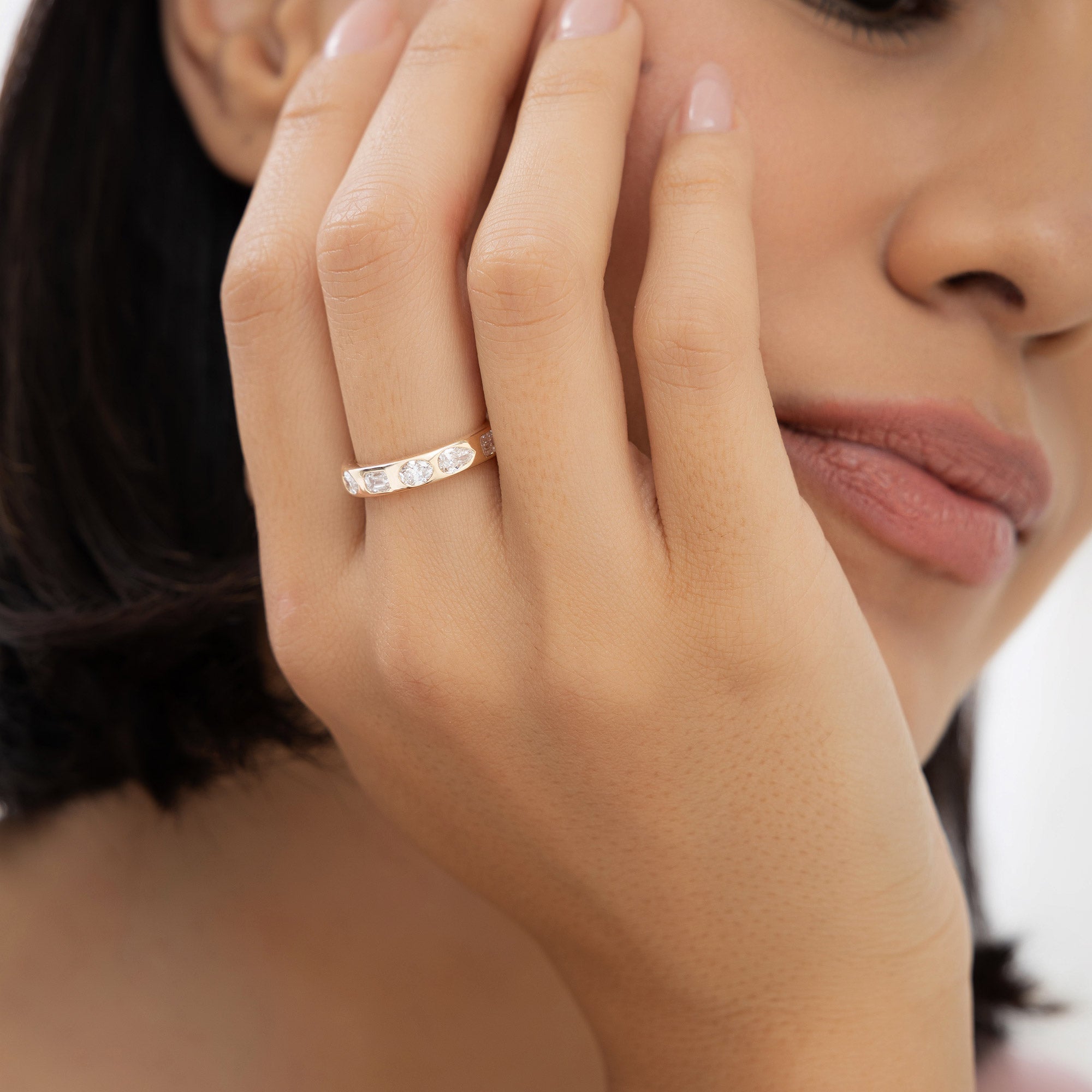 OBFJ0946 - 2.35 ctw 14k Mixed Shape Flush Setting Lab Grown Diamond Anniversary Ring - Clara 2