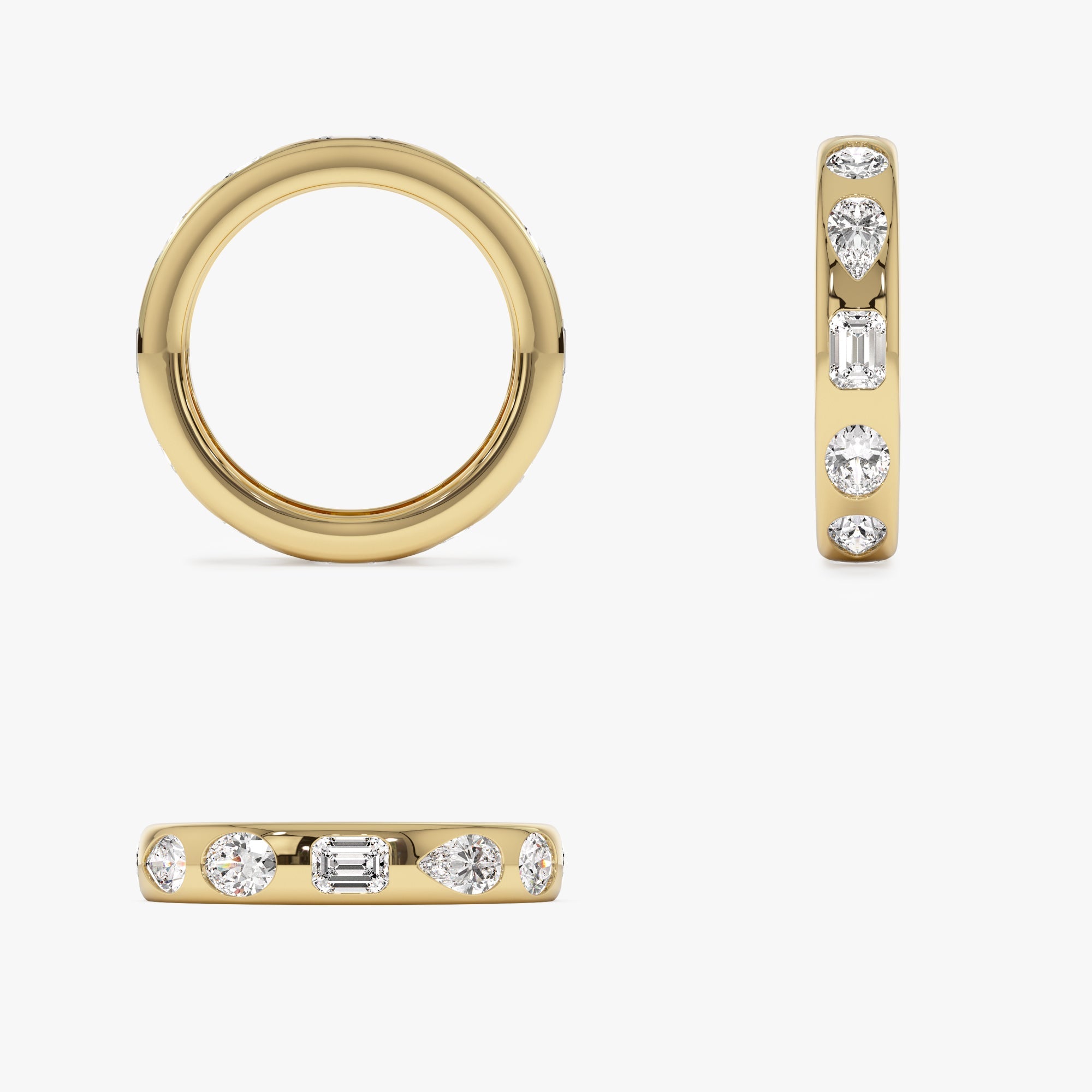 OBFJ0946 - 2.35 ctw 14k Mixed Shape Flush Setting Lab Grown Diamond Anniversary Ring - Clara 9