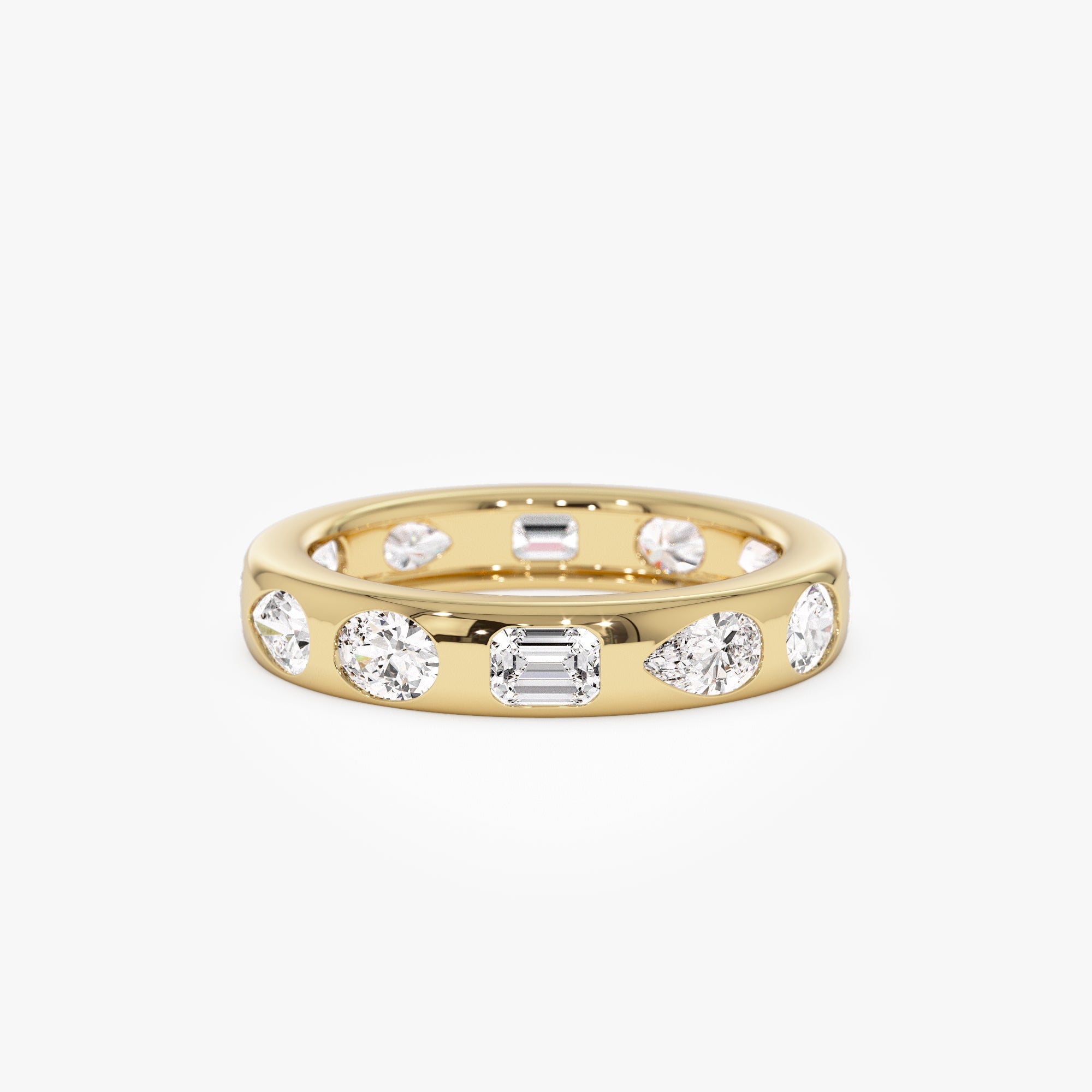 OBFJ0946 - 2.35 ctw 14k Mixed Shape Flush Setting Lab Grown Diamond Anniversary Ring - Clara 1