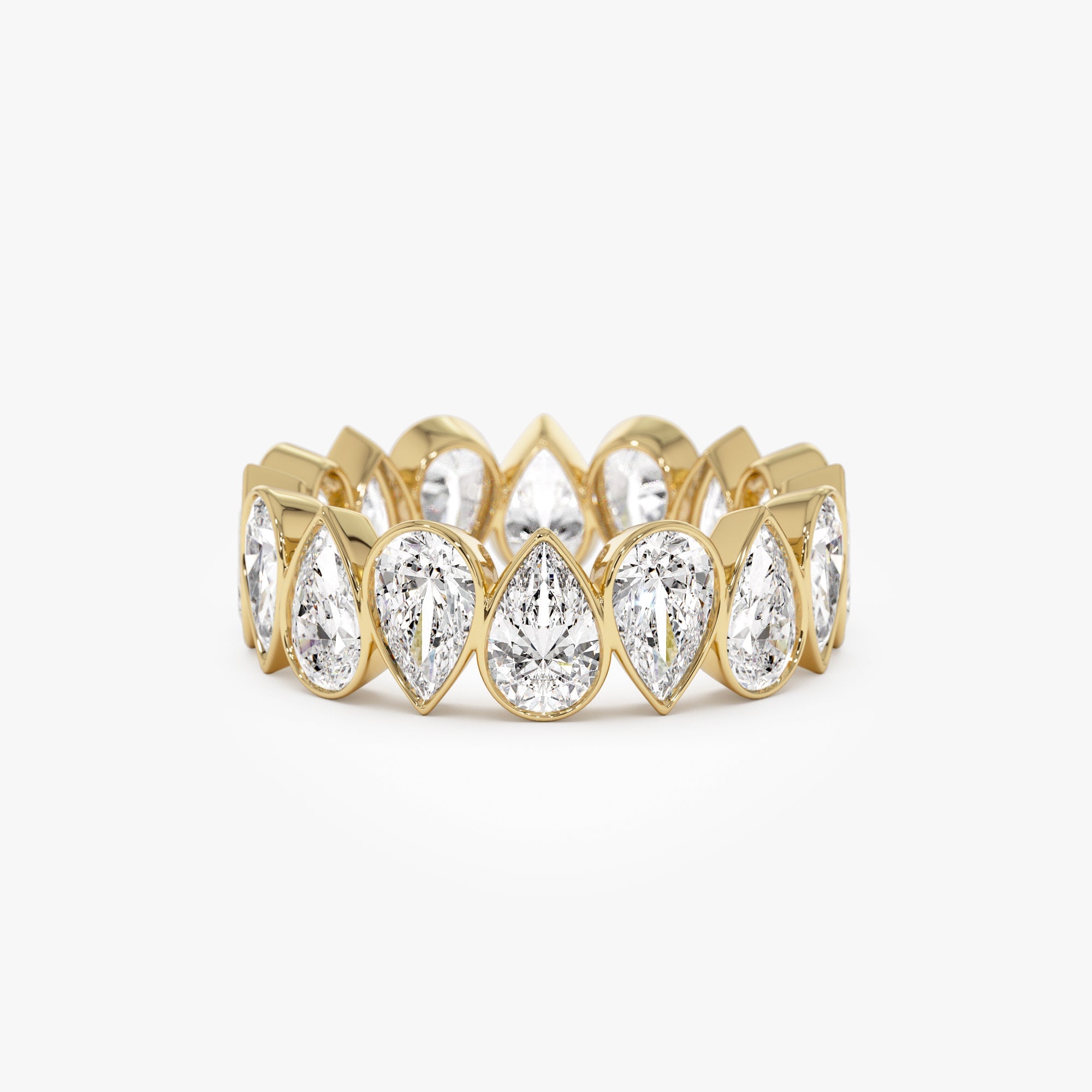 OBFJ0930 - 3.15 ctw 14k Bezel Setting Pear Shaped Lab Grown Diamond Eternity Ring - Lainey 1
