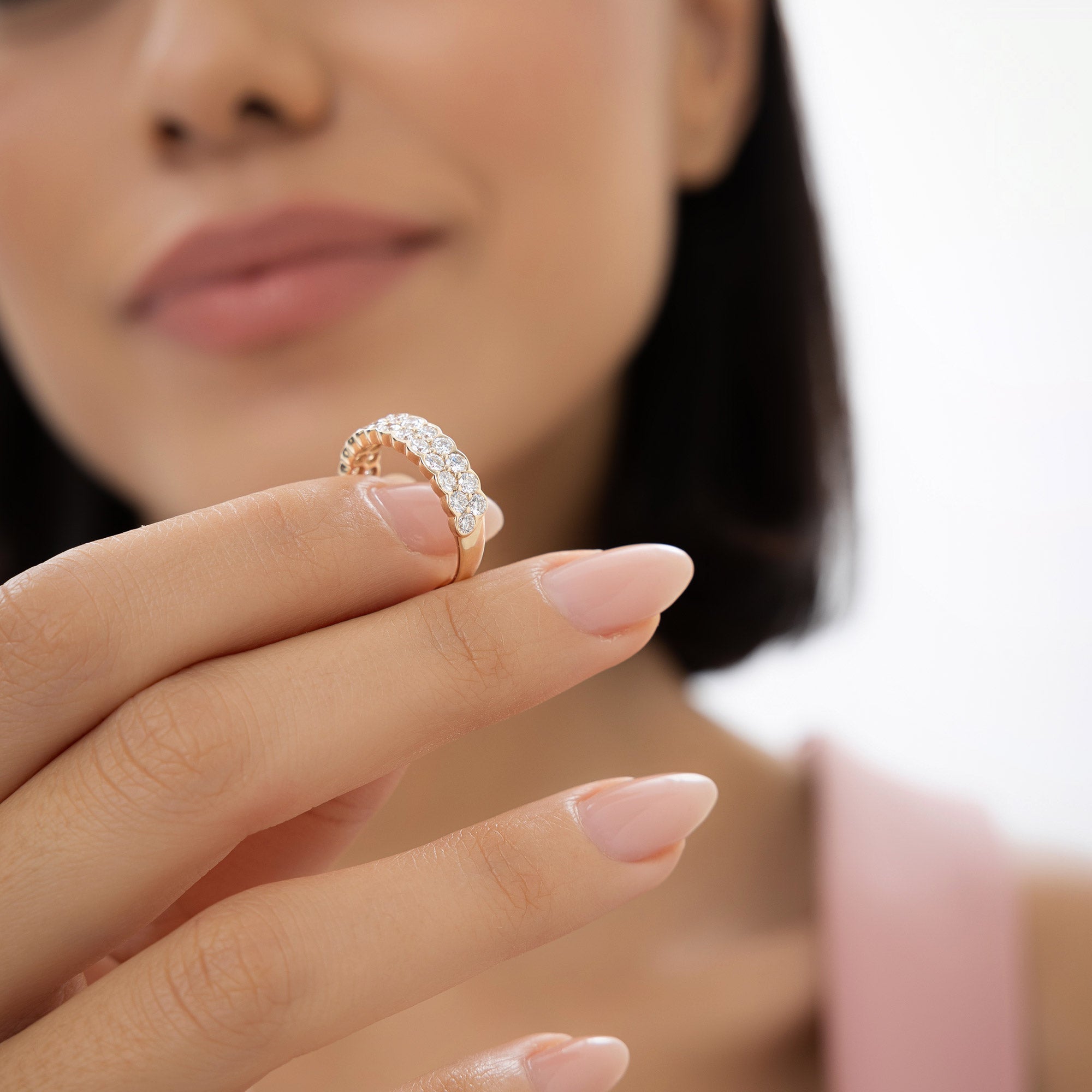 OBFJ0973 - 1.25 ctw 14k Double Row Half Bezel Lab Grown Diamond Ring - Sadie 4