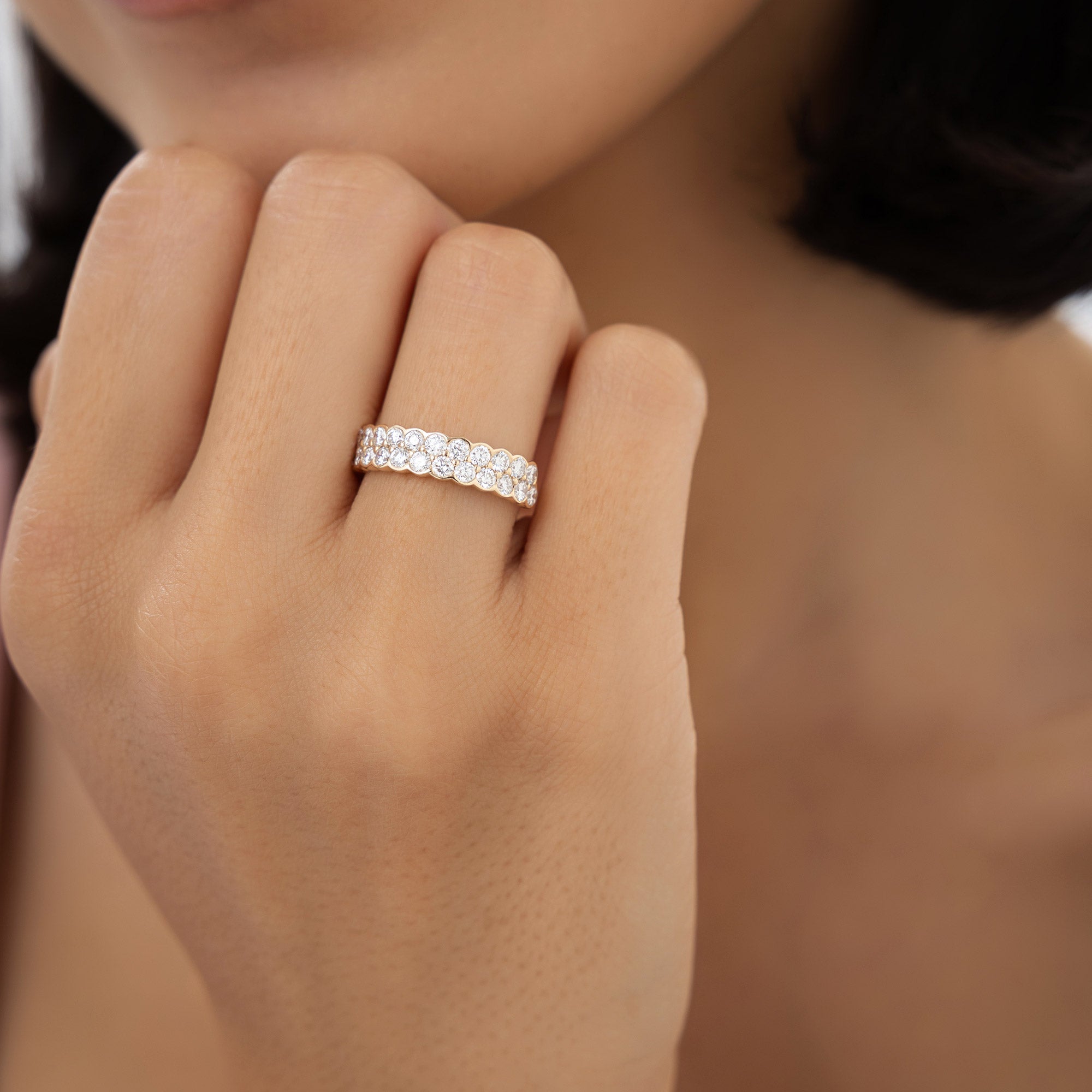OBFJ0973 - 1.25 ctw 14k Double Row Half Bezel Lab Grown Diamond Ring - Sadie 2