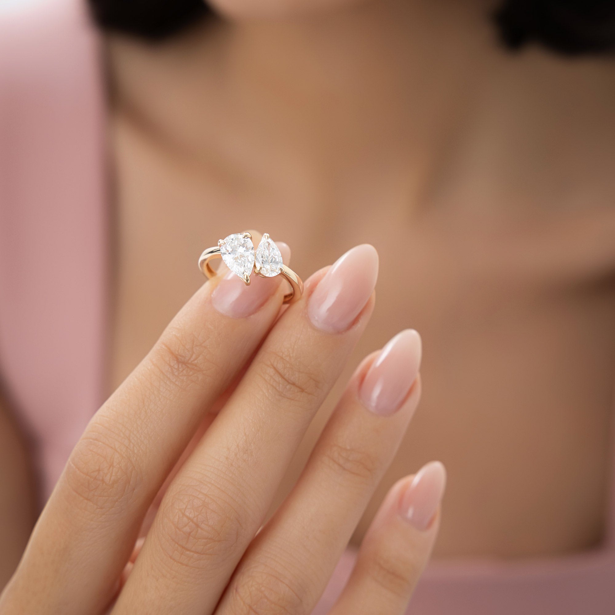 OBFJ1002 - 2.05 ctw 14k Toi et Moi Pear Shaped Lab Grown Diamond Ring - Ayla 5