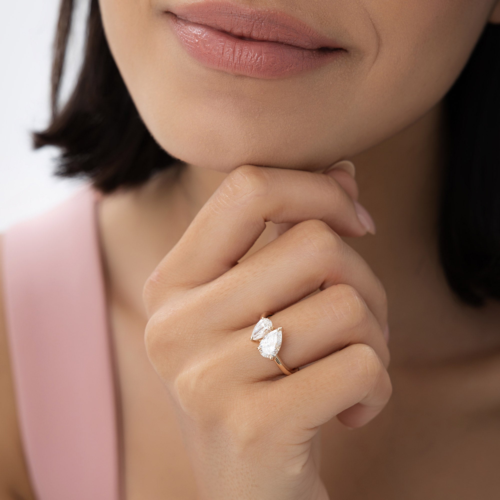 OBFJ1002 - 2.05 ctw 14k Toi et Moi Pear Shaped Lab Grown Diamond Ring - Ayla 2