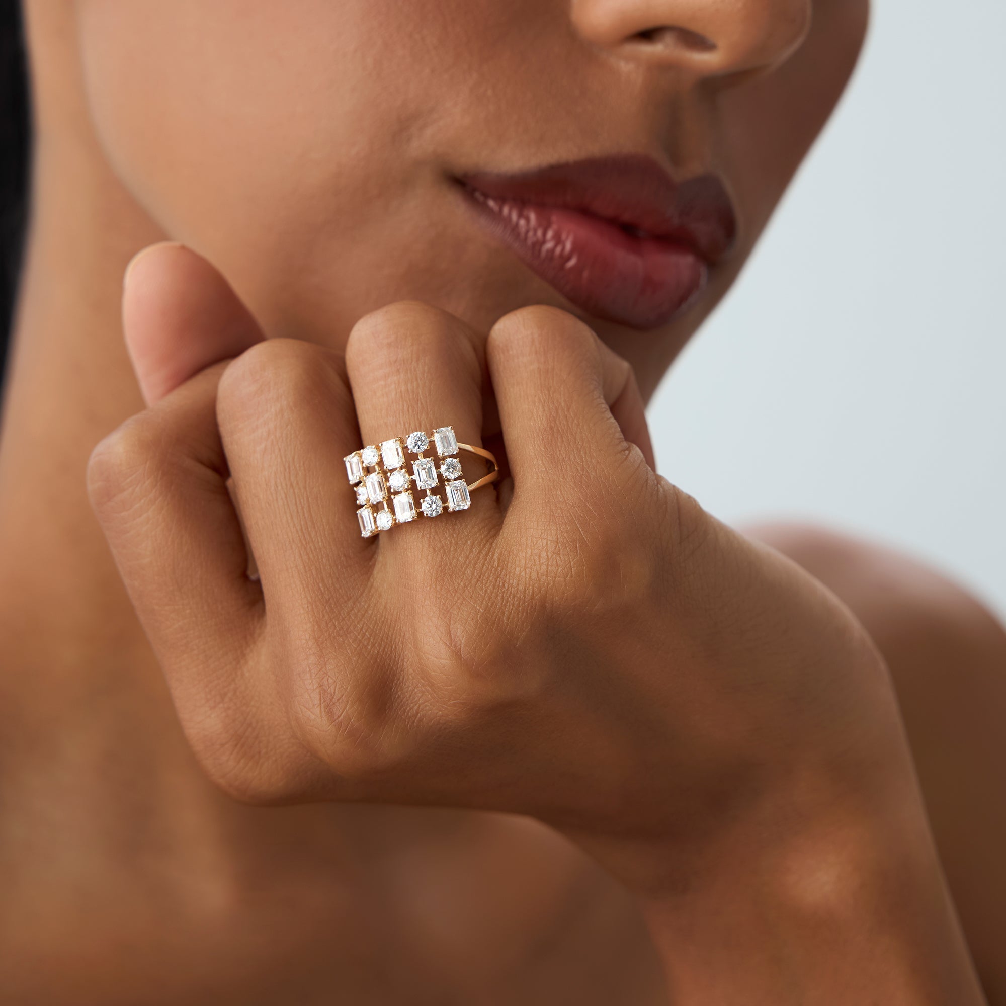 OBFJ0947 - 2.15 ctw Multi Shape Lab Grown Diamond Cocktail Ring - June 2