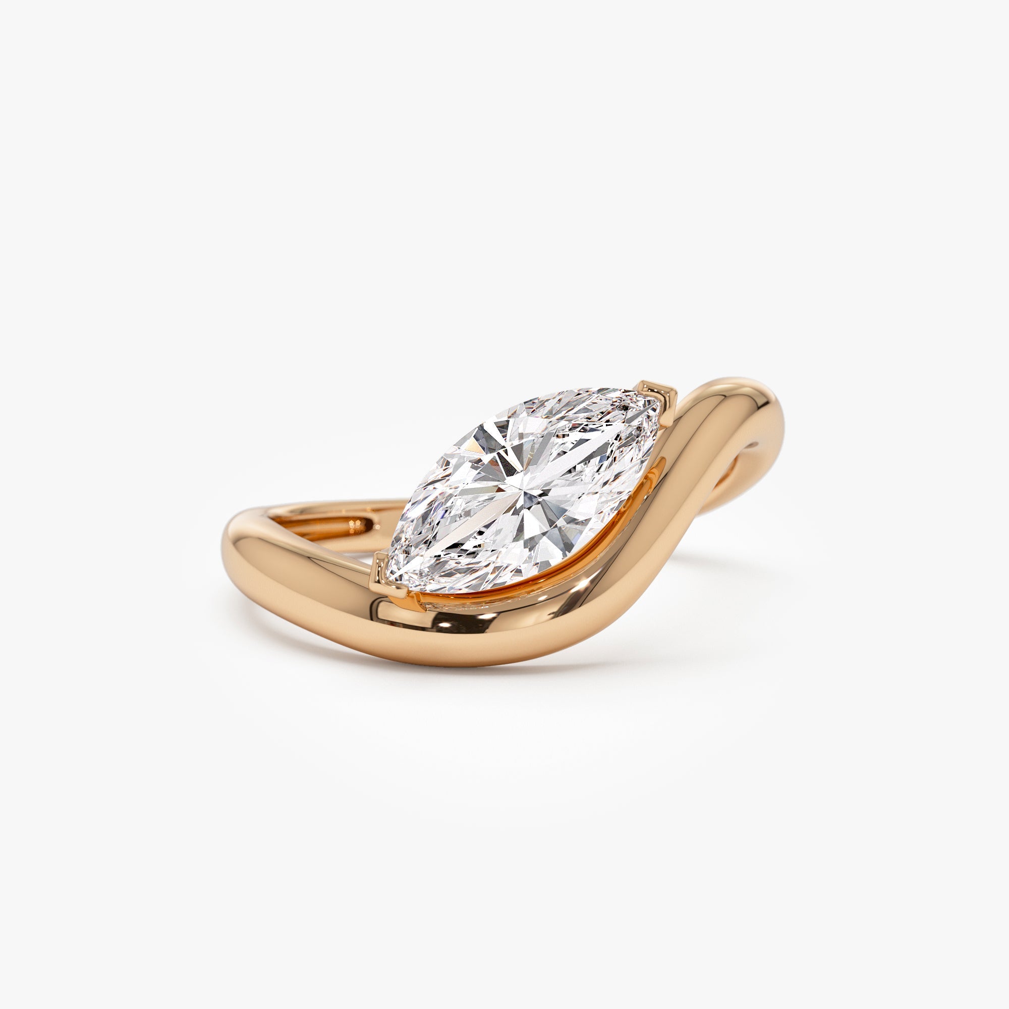 OBFJ1001 - 1.00 ctw 14k Marquise Shaped Sleek Design Lab Grown Engagement Ring - Rylee 6