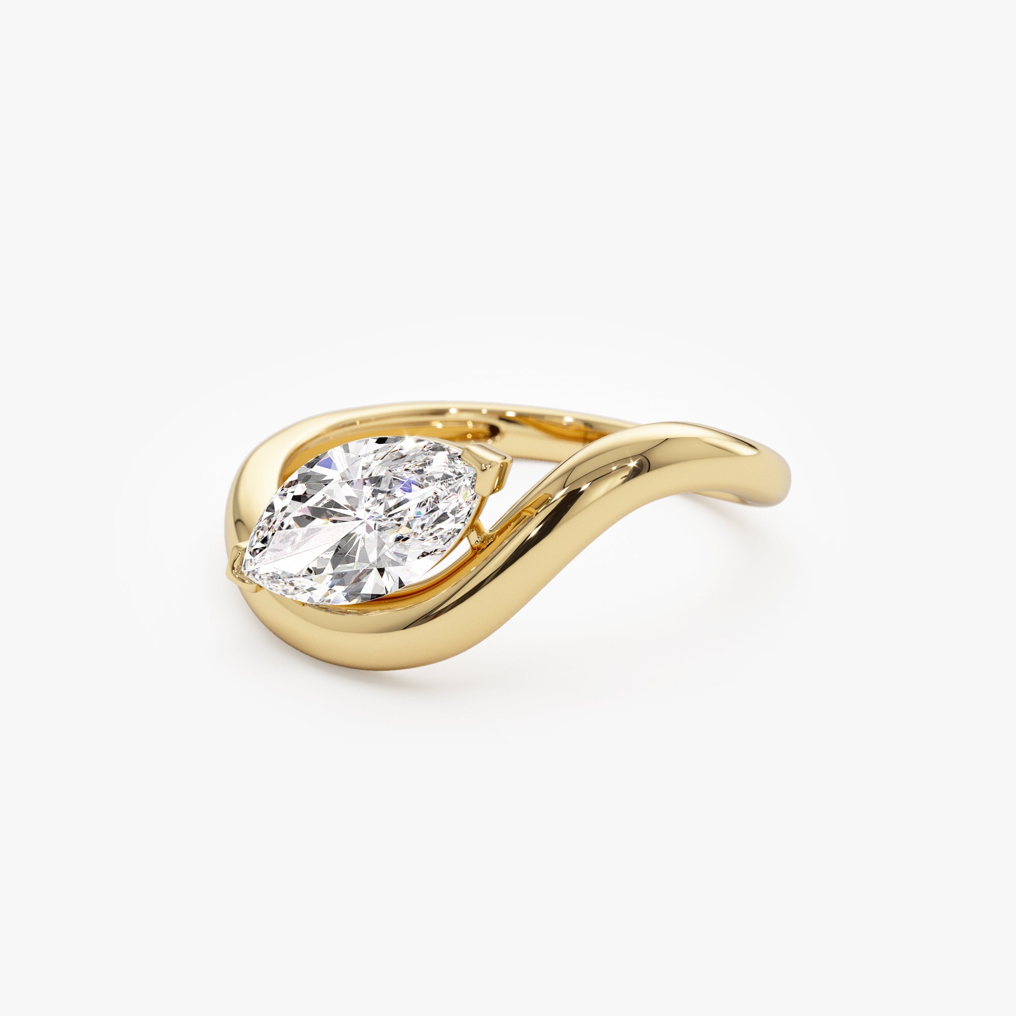 OBFJ1001 - 1.00 ctw 14k Marquise Shaped Sleek Design Lab Grown Engagement Ring - Rylee 8
