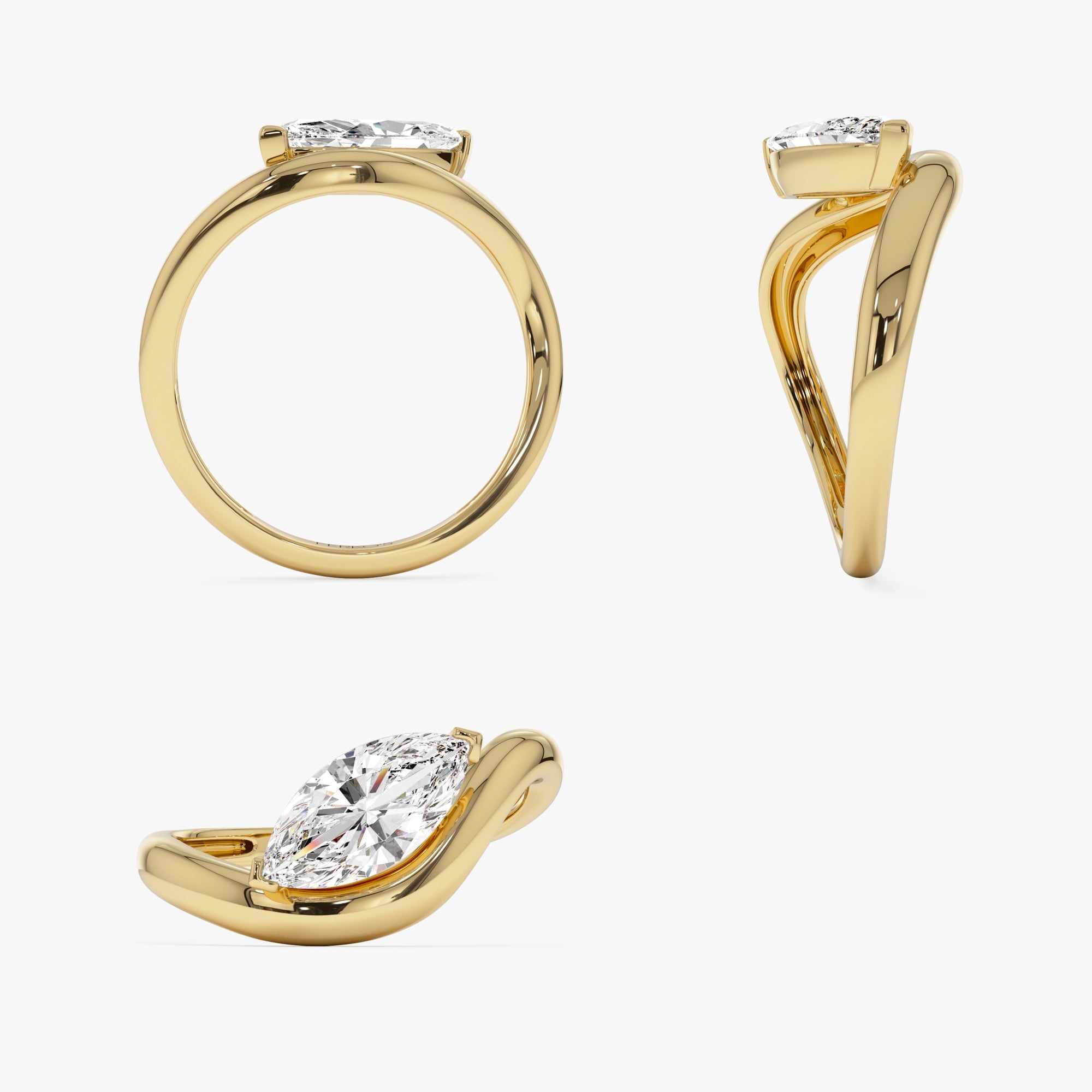 OBFJ1001 - 1.00 ctw 14k Marquise Shaped Sleek Design Lab Grown Engagement Ring - Rylee 9