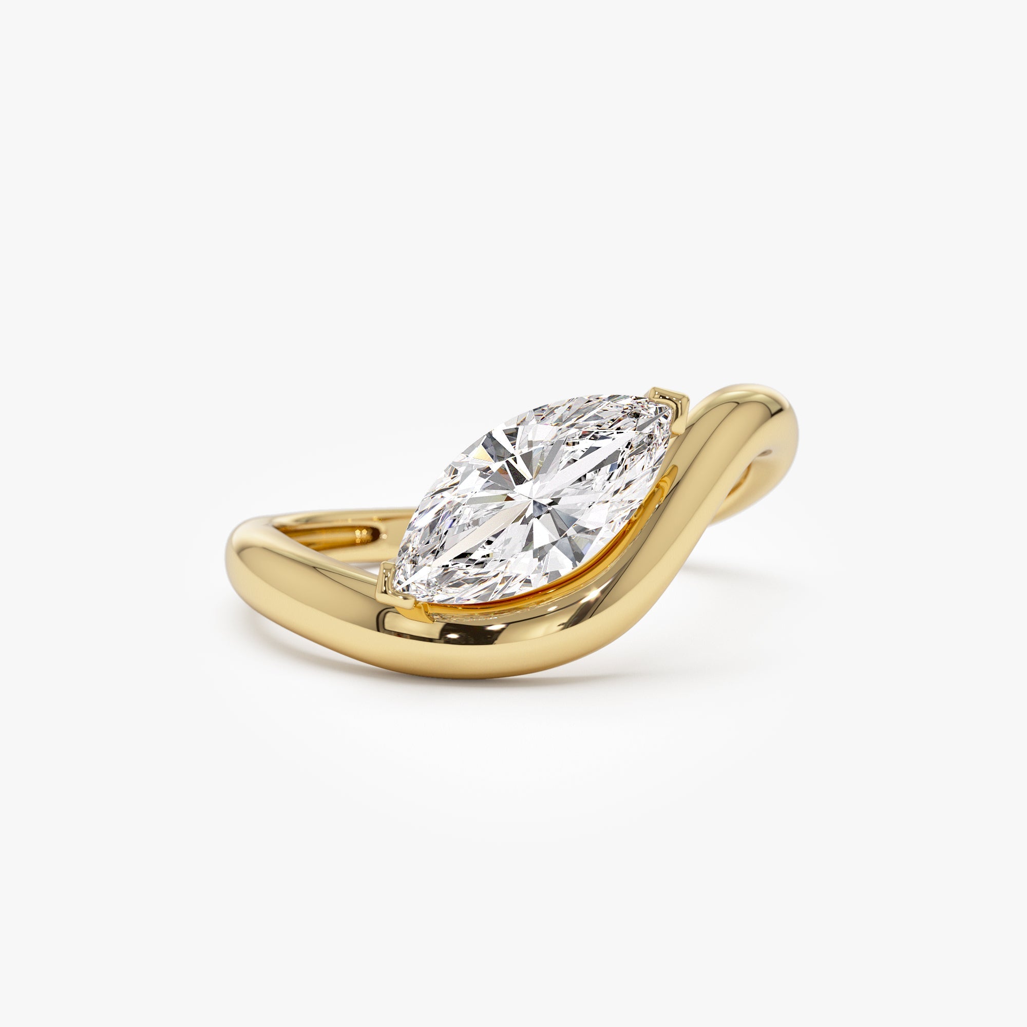 OBFJ1001 - 1.00 ctw 14k Marquise Shaped Sleek Design Lab Grown Engagement Ring - Rylee 1