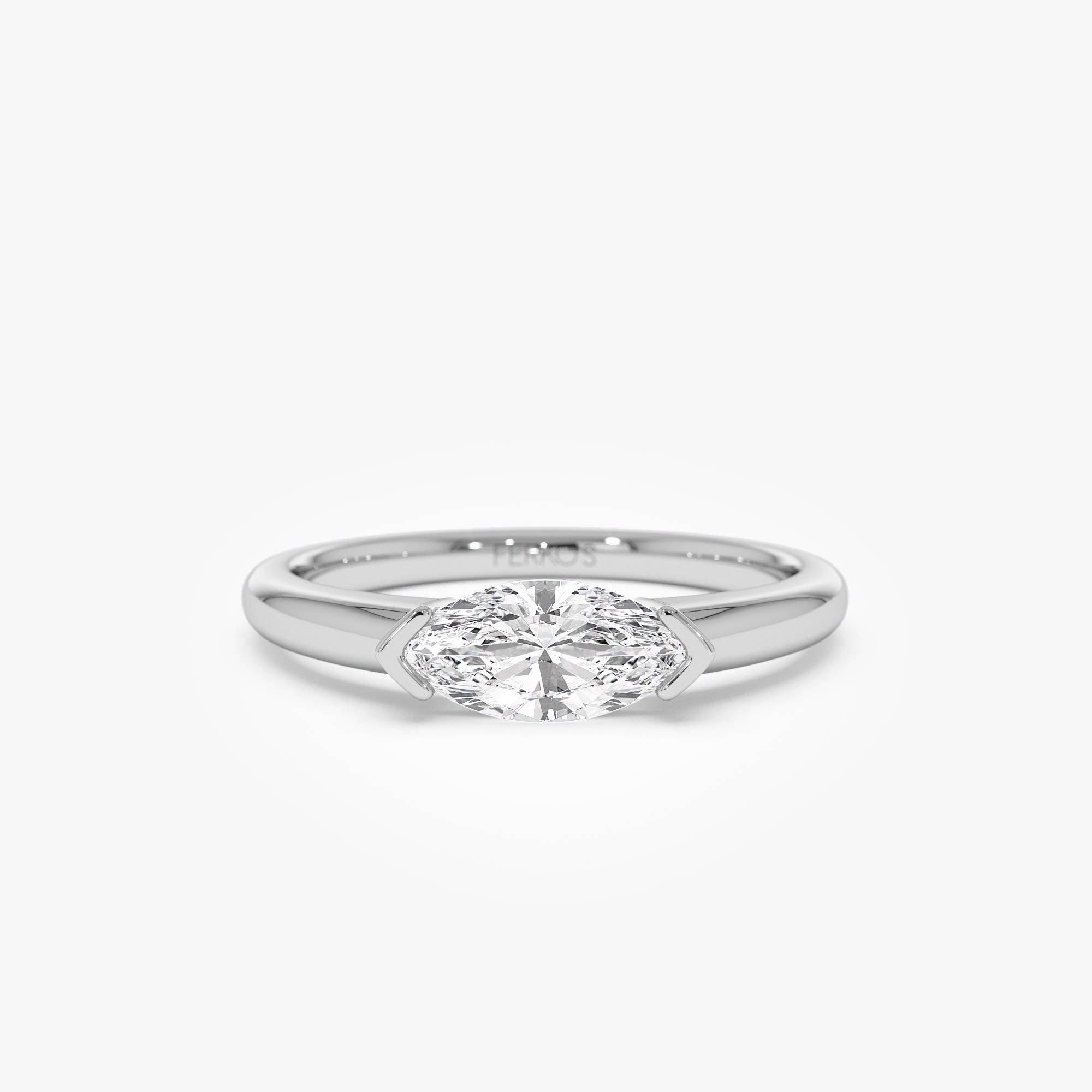 OBFJ0705 - 0.75 ctw 14k Marquise Shaped East-West Lab Grown Engagement Ring - Olivia 9