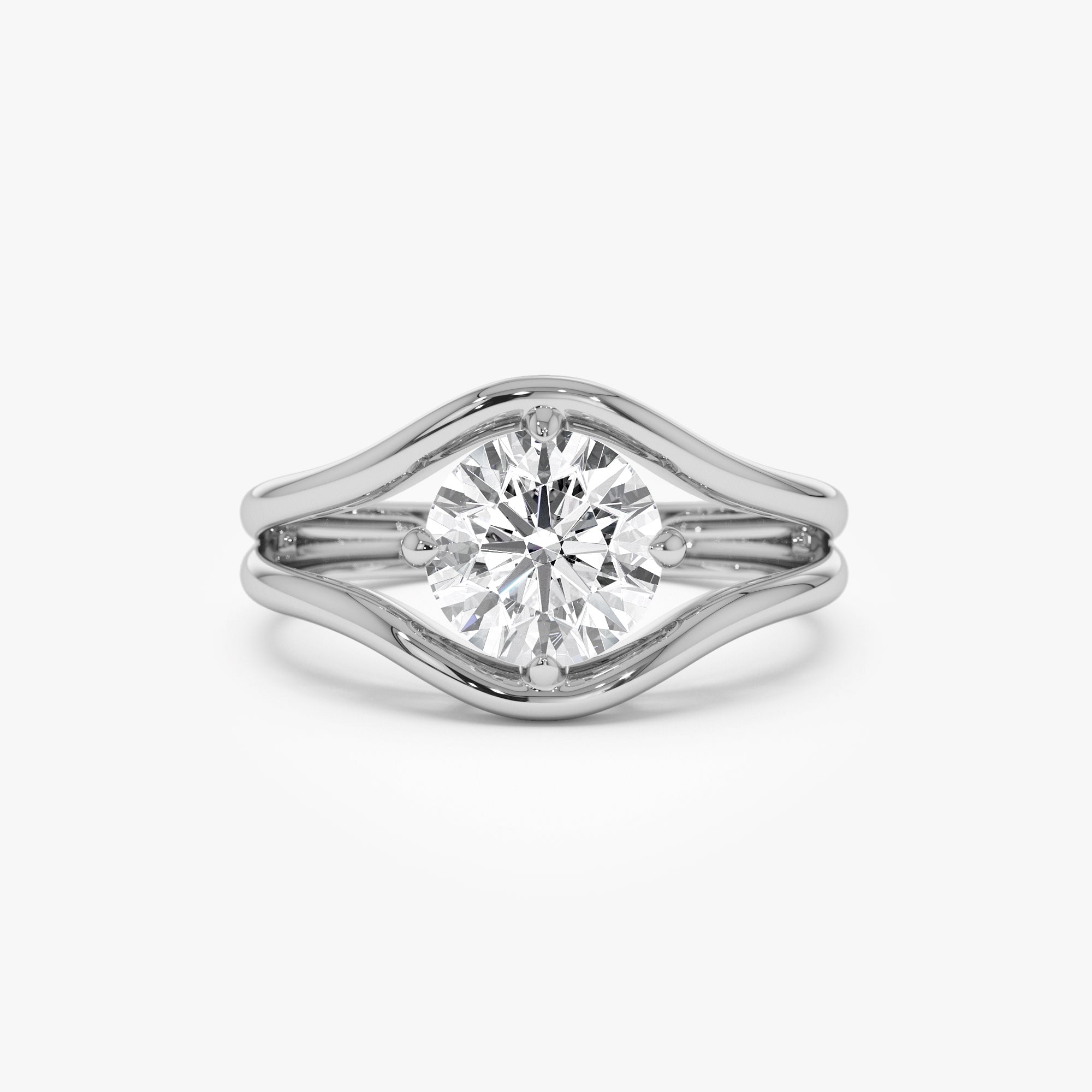 OBFJ0969 - 1.50 ctw 14k Split Shank Unique Round Lab Grown Diamond Engagement Ring - Bella 6