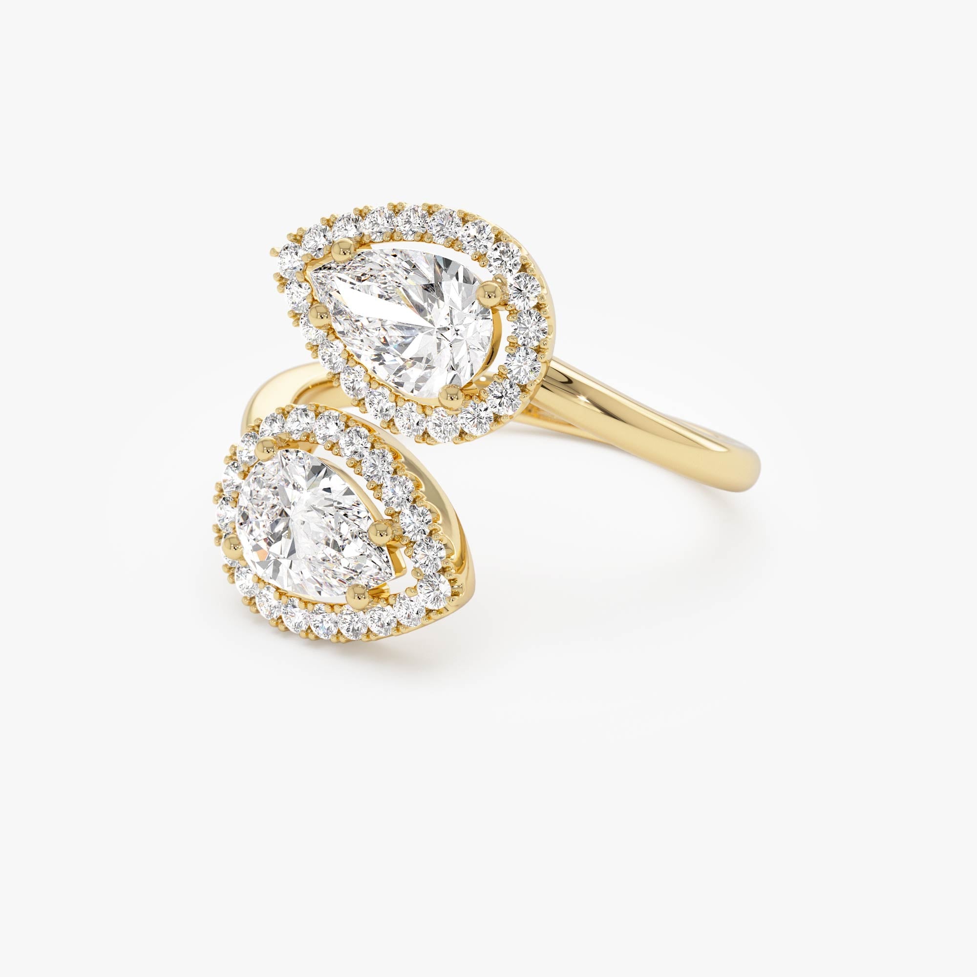OBFJ0968 - 1.90 ctw Double Pear Shaped Lab Grown Halo Bypass Ring - Isabel 9
