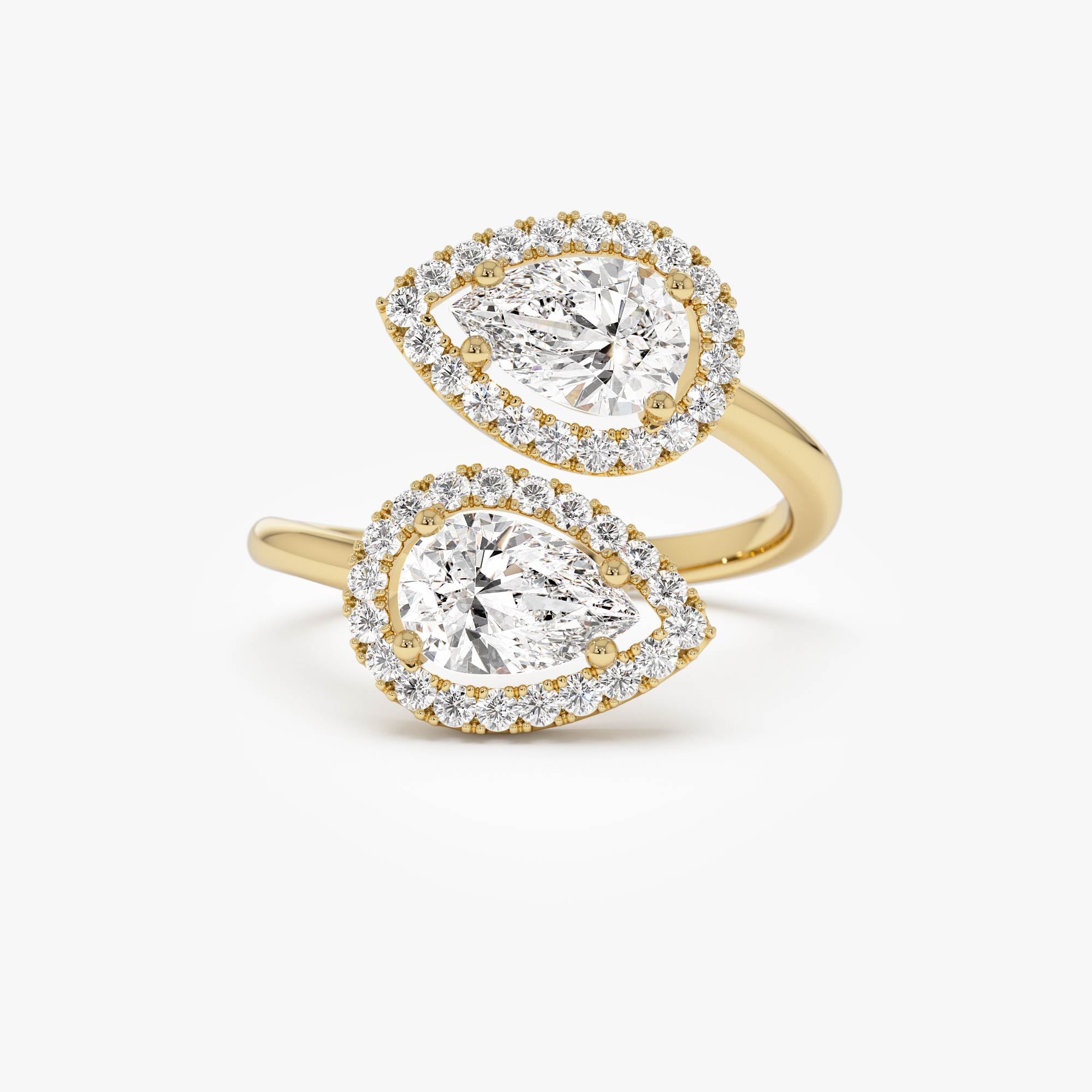 OBFJ0968 - 1.90 ctw Double Pear Shaped Lab Grown Halo Bypass Ring - Isabel 1
