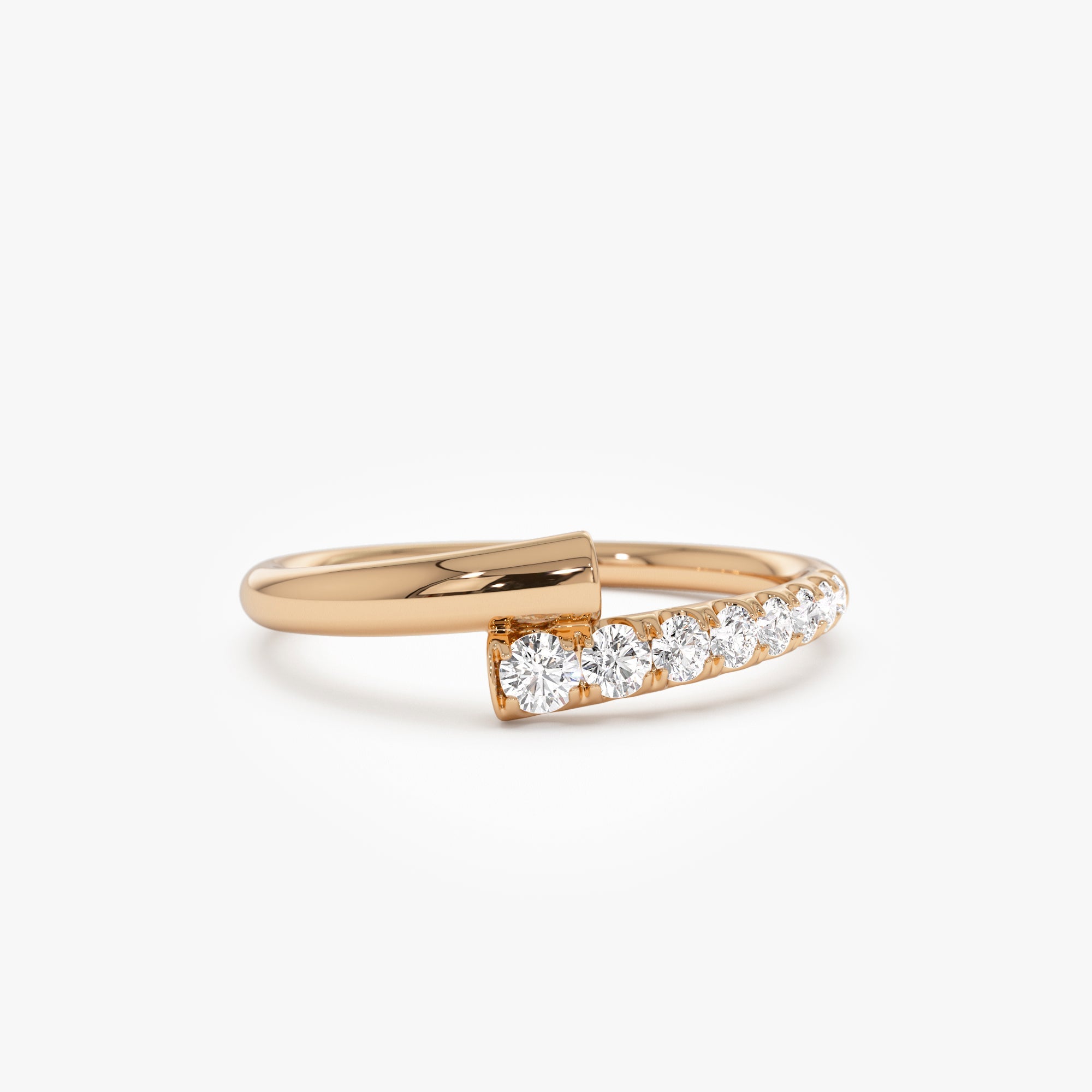 OBFJ1008 - 14k Bypass Gold & Pave Diamond Ring 4
