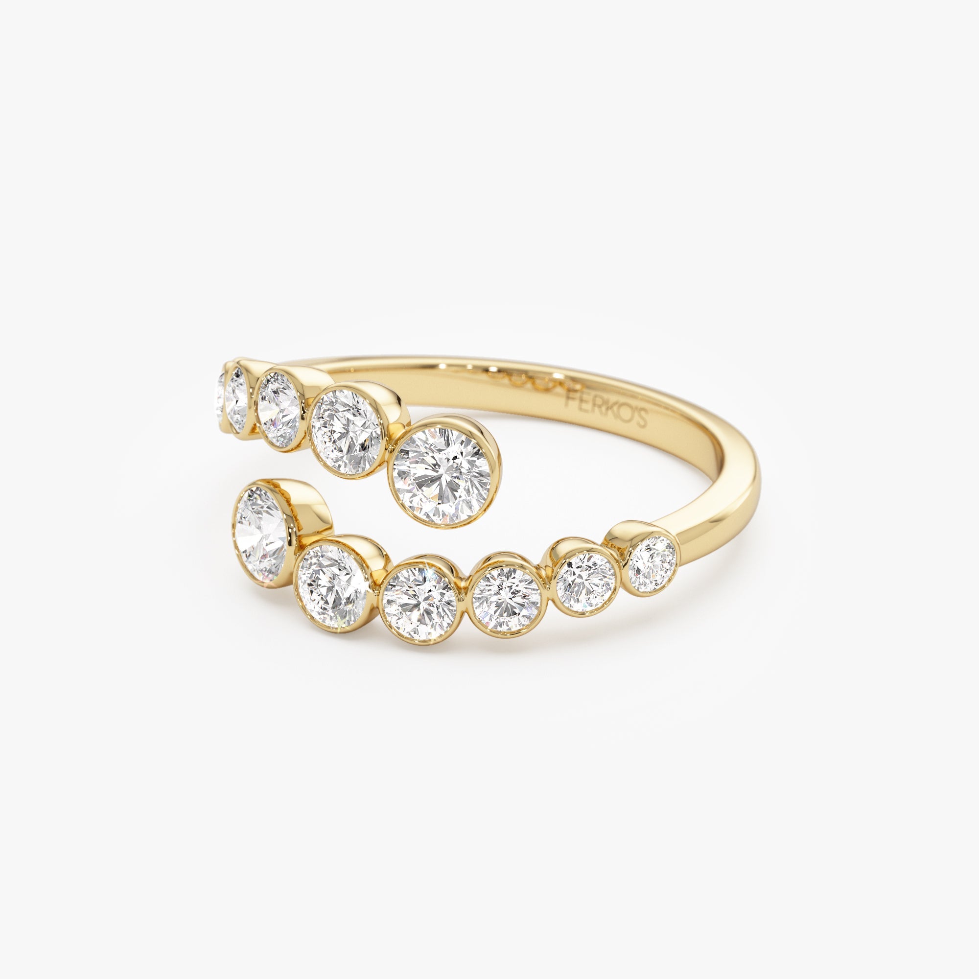 OBFJ1005 - 14k Bypass Curve Bezel Setting Diamond Ring 8