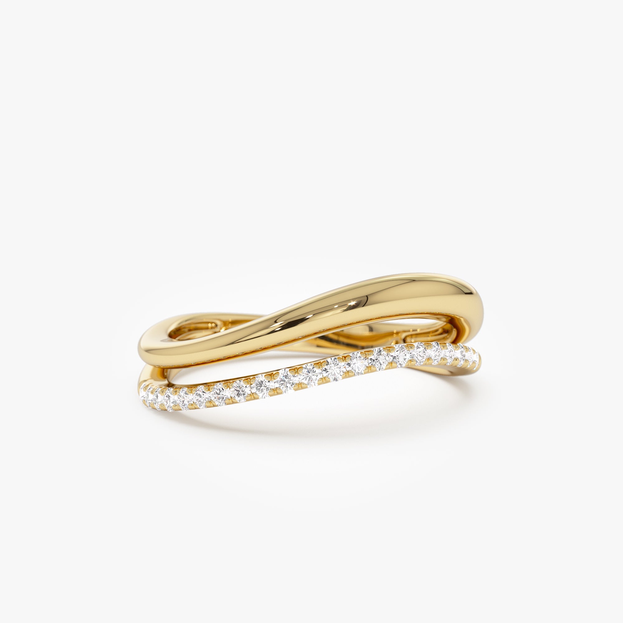 OBFJ0016 - Double Ring Waive Design Diamond Ring - 14k Gold 1