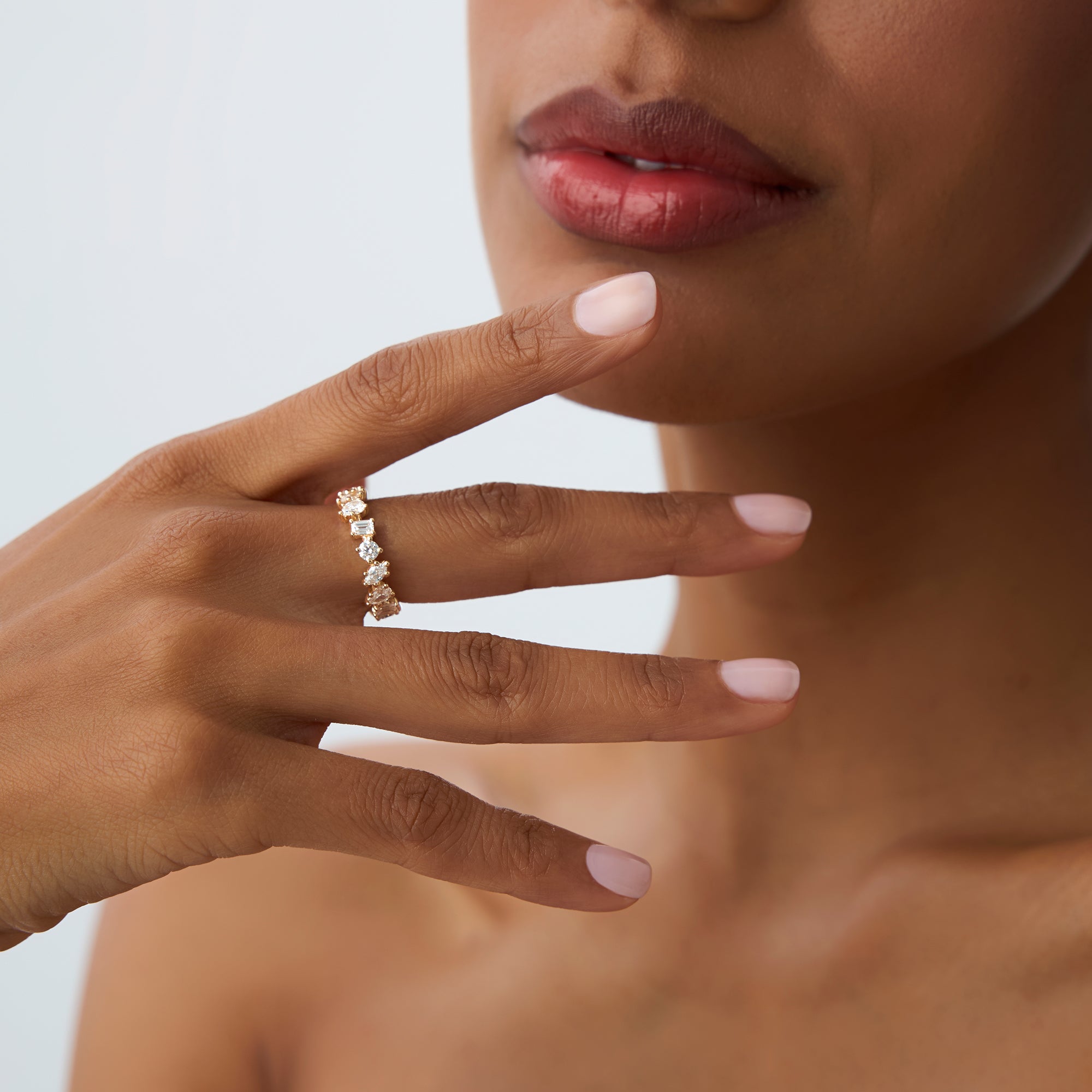 OBFJ0967 - 1.85 ctw Multi Shaped Lab Grown Full Eternity Diamond Wedding Ring - Reese 5