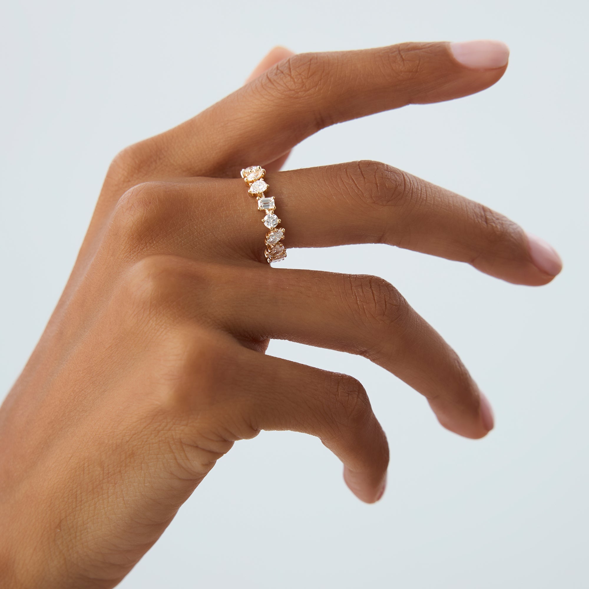 OBFJ0967 - 1.85 ctw Multi Shaped Lab Grown Full Eternity Diamond Wedding Ring - Reese 4