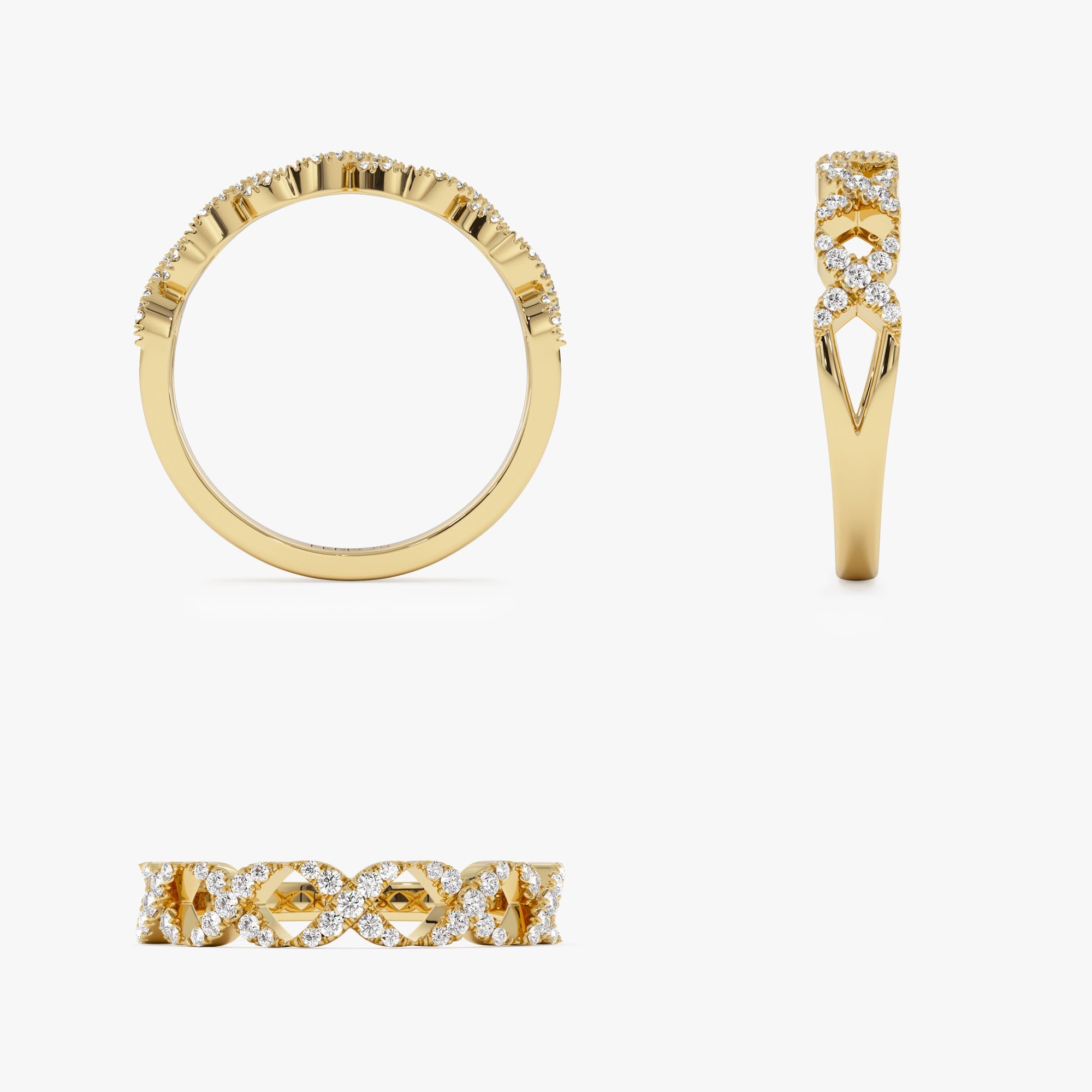 OBFJ1006 - 14k Pave Setting Round Diamond X Ring 6