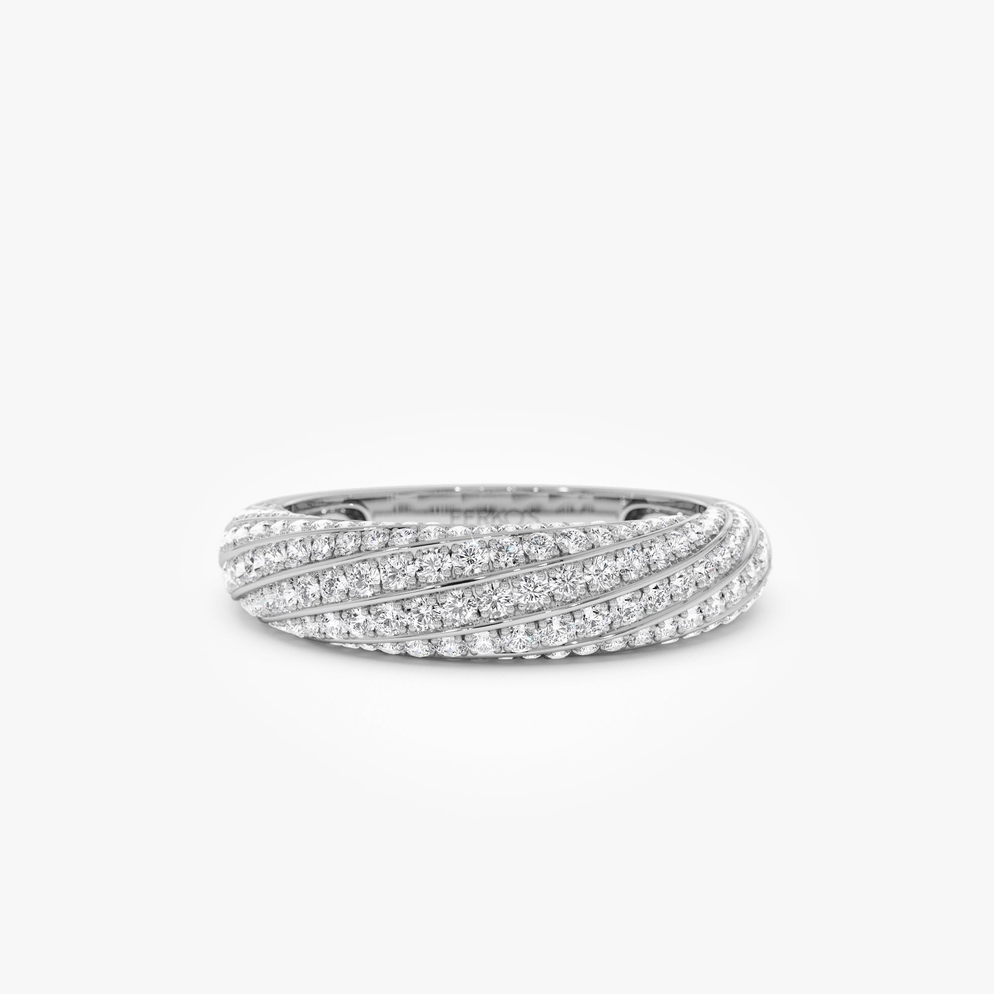 OBFJ0955 - 14k Gold Unique Twist Design Pave Diamond Ring 8