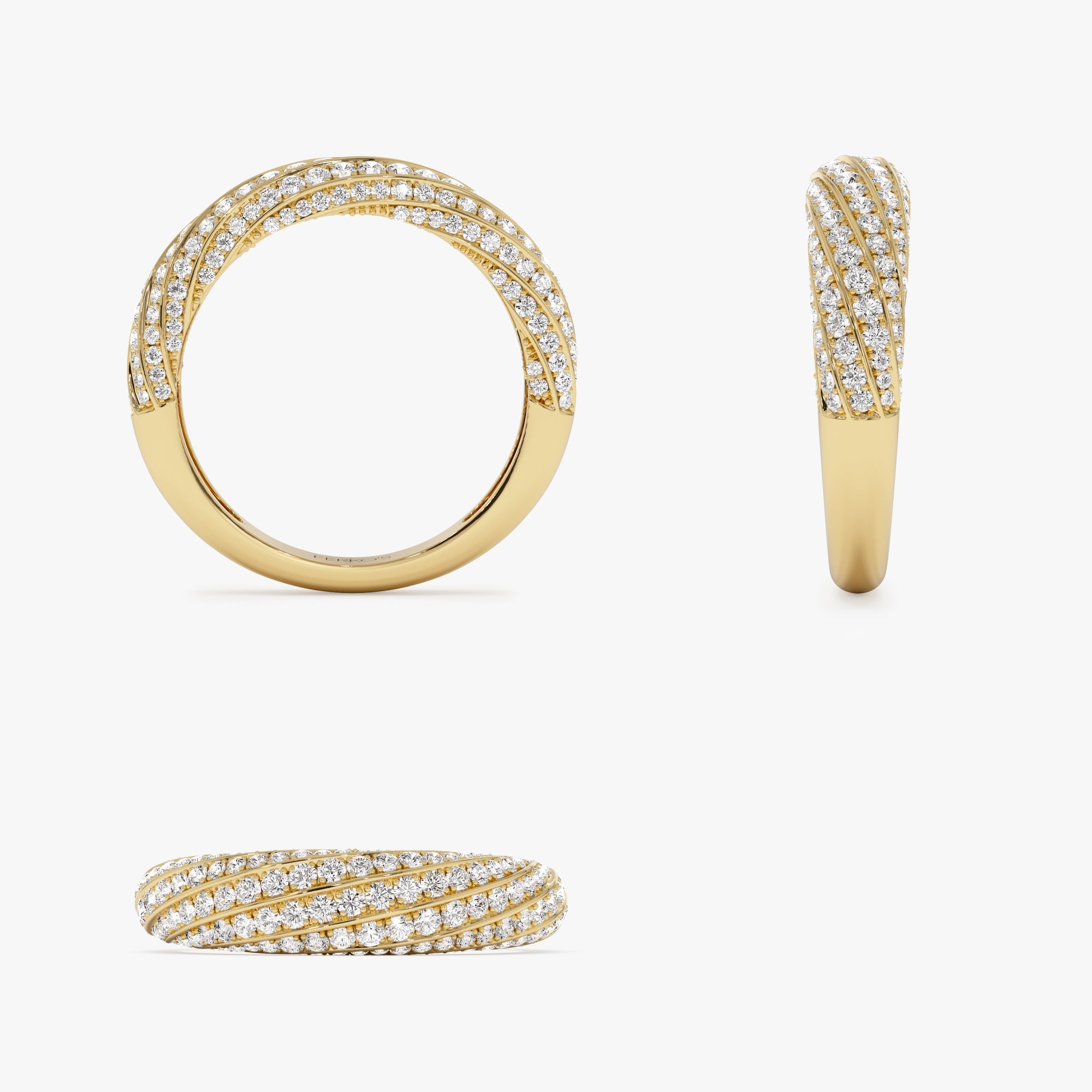 OBFJ0955 - 14k Gold Unique Twist Design Pave Diamond Ring 11