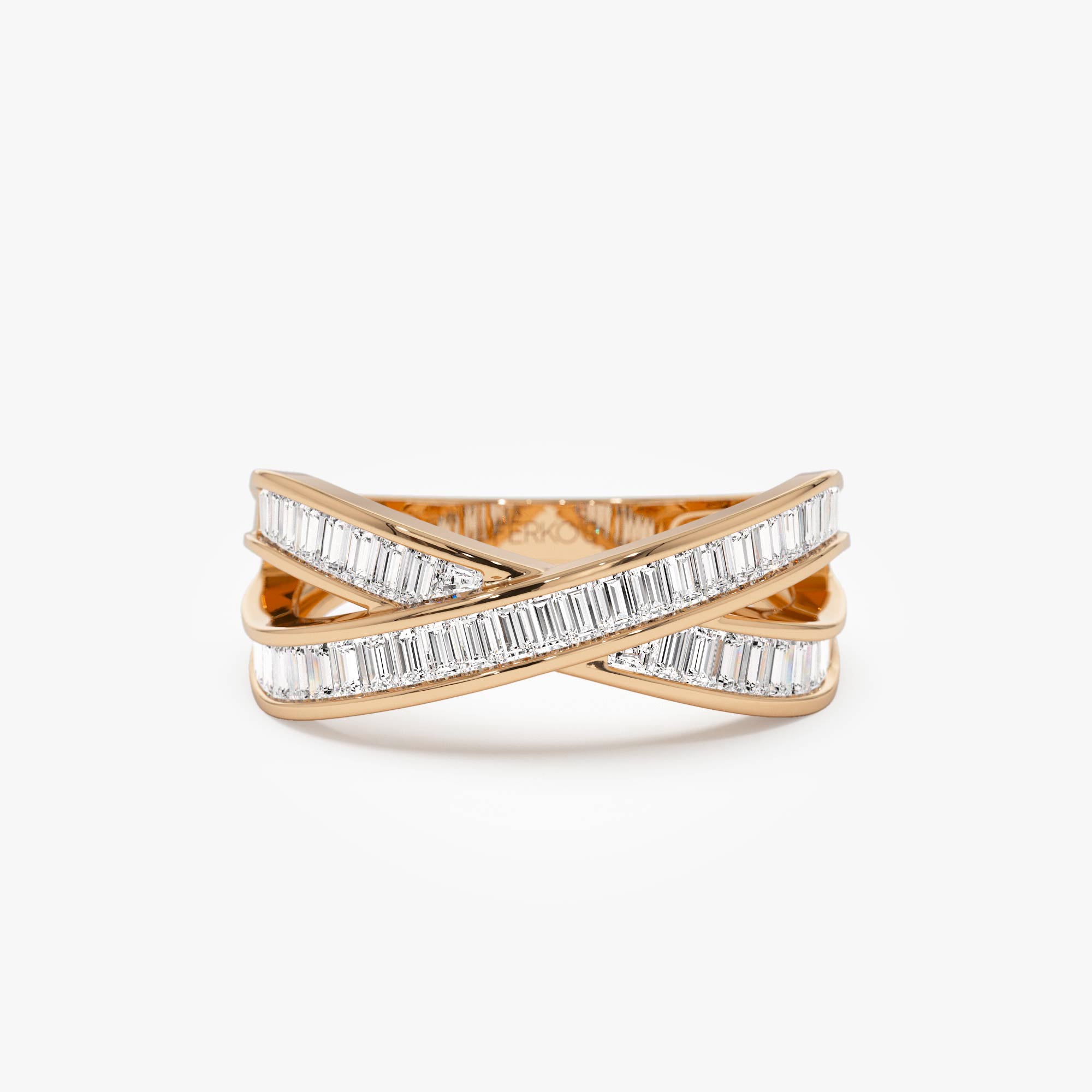 OBFJ0959 - 14k Channel Setting Baguette Diamond Crossover Band 7