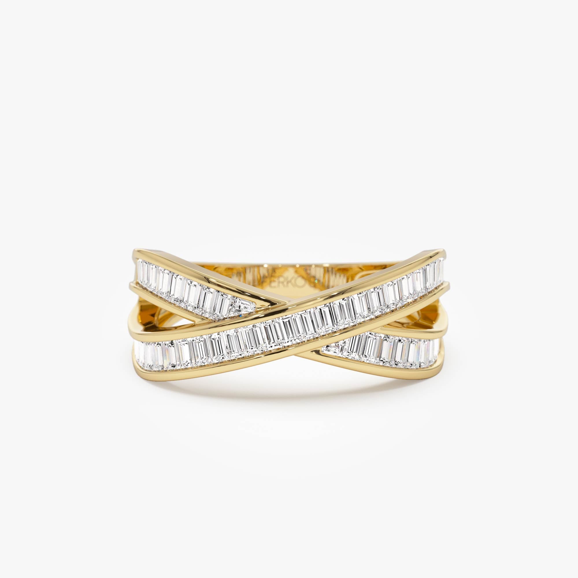 OBFJ0959 - 14k Channel Setting Baguette Diamond Crossover Band 1