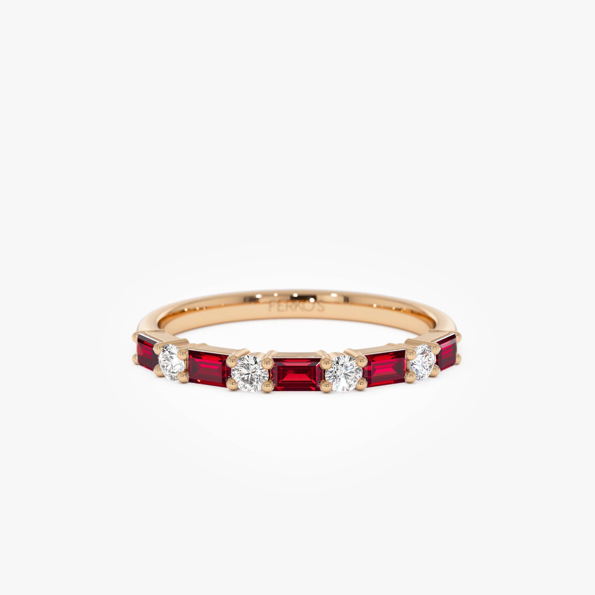 OBFJ0888 - 14k Ruby and Diamond Prong Setting Ring 9