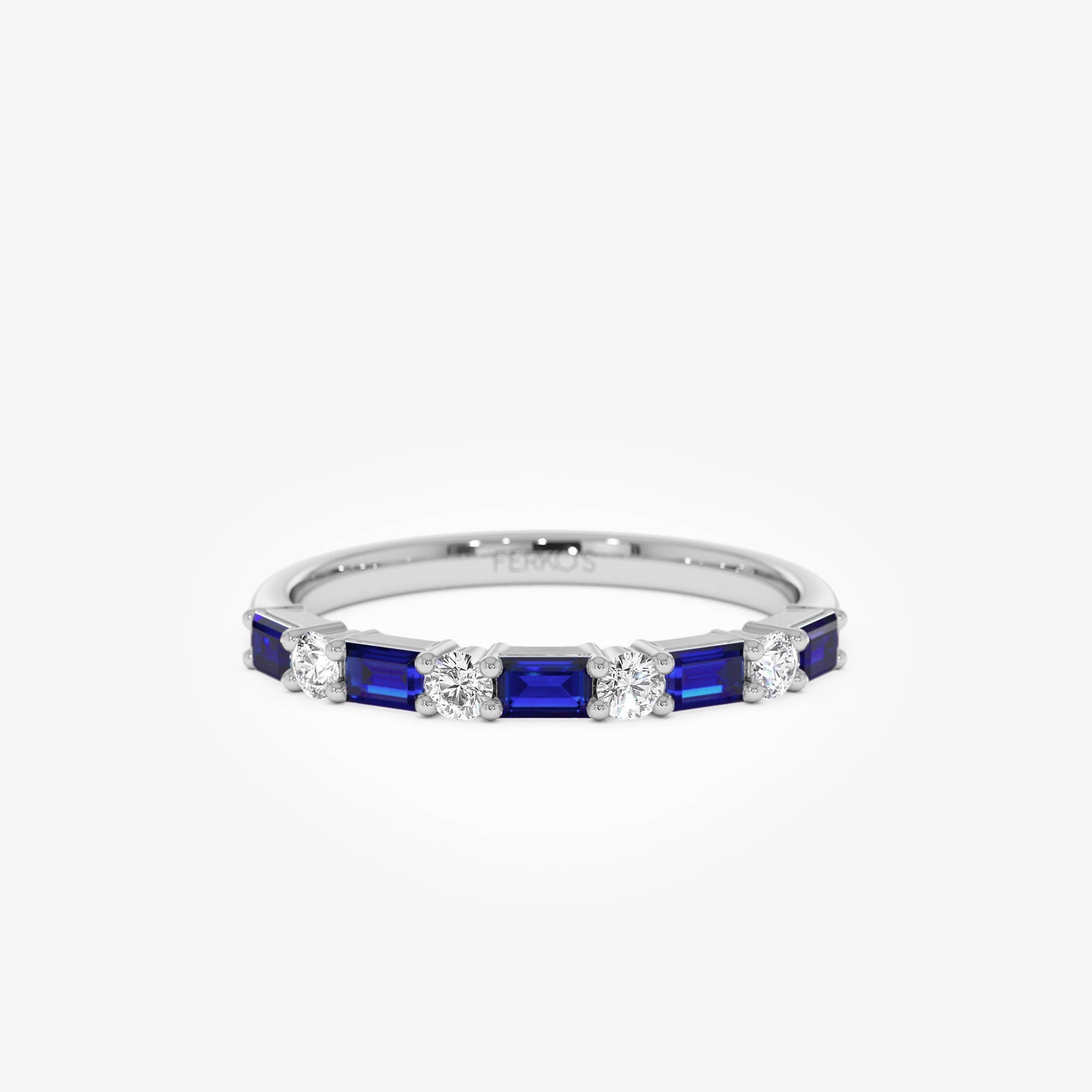 OBFJ0887 - 14k Sapphire and Diamond Prong Setting Ring 6