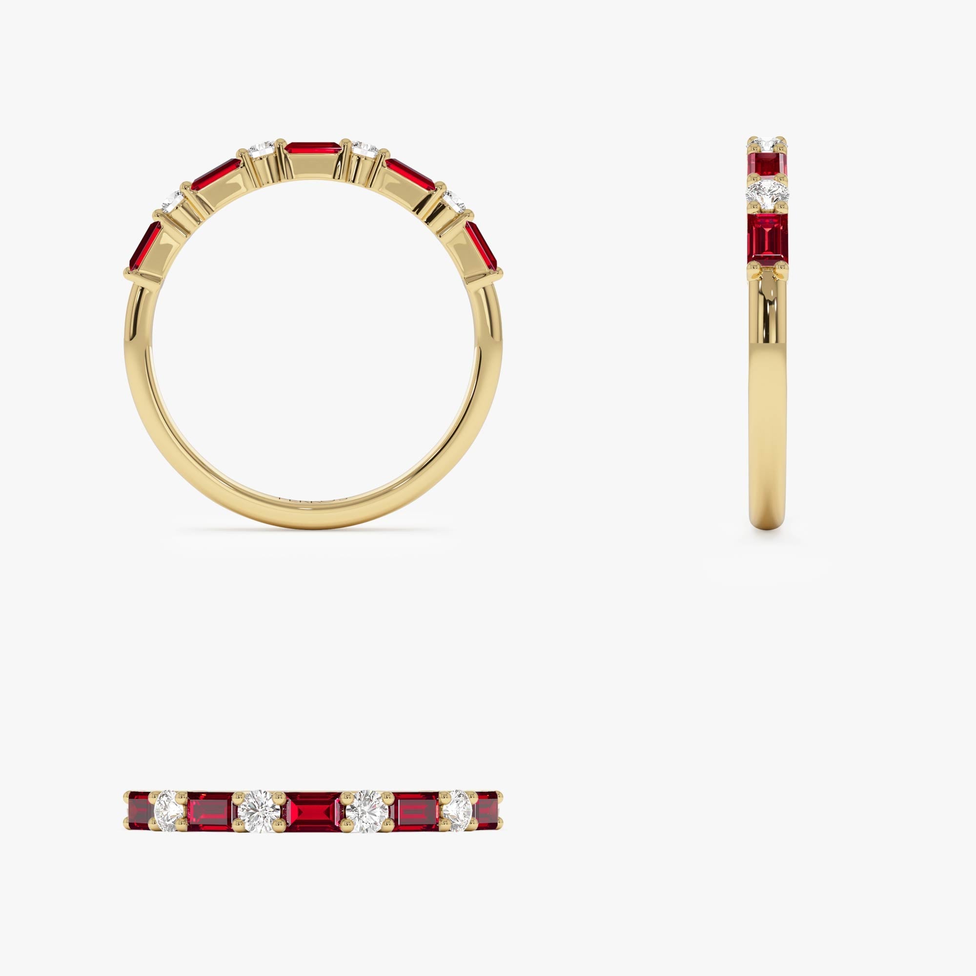 OBFJ0888 - 14k Ruby and Diamond Prong Setting Ring 12