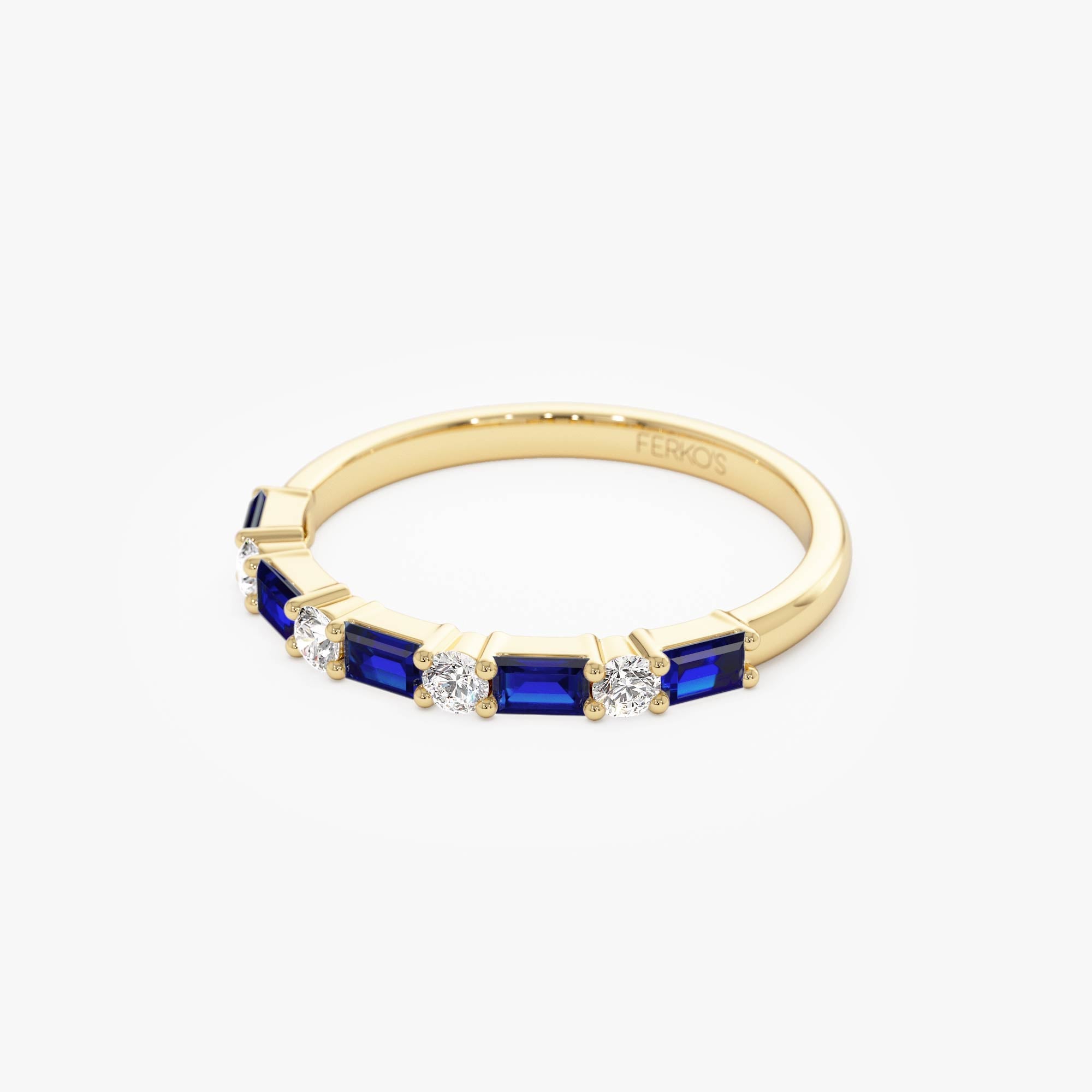 OBFJ0887 - 14k Sapphire and Diamond Prong Setting Ring 8