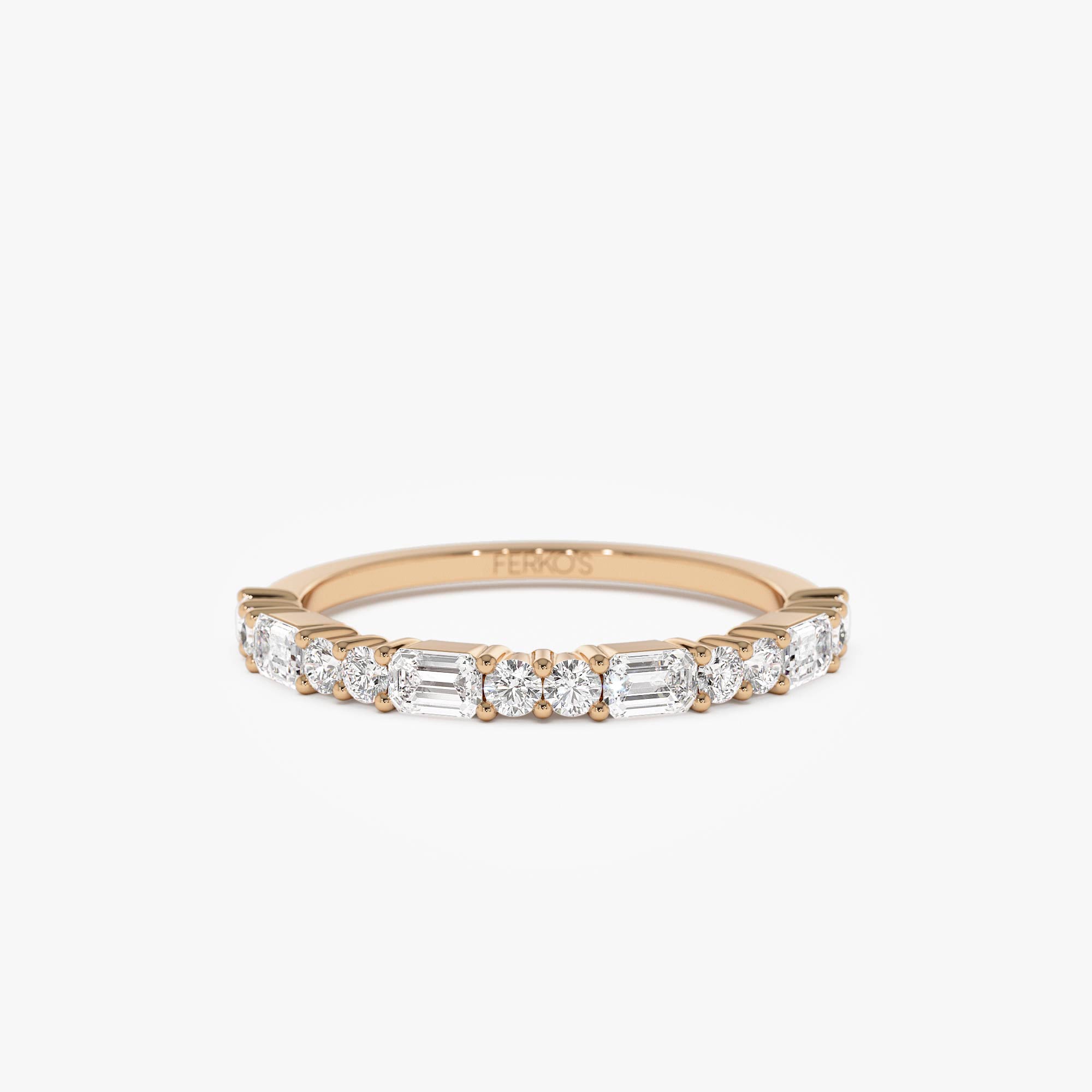 OBFJ0903 - 14k Alternating Emerald Cut and Round Diamond Ring 5