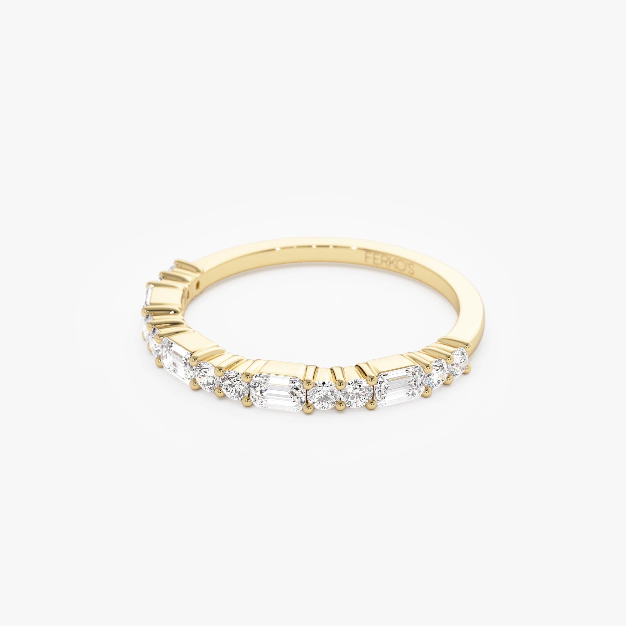 OBFJ0903 - 14k Alternating Emerald Cut and Round Diamond Ring 7