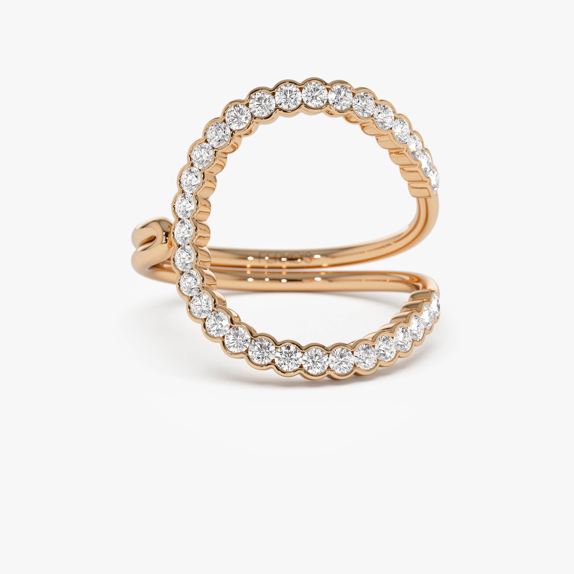 OBFJ0901 - 14k Unique Half Bezel Diamond Ring 7