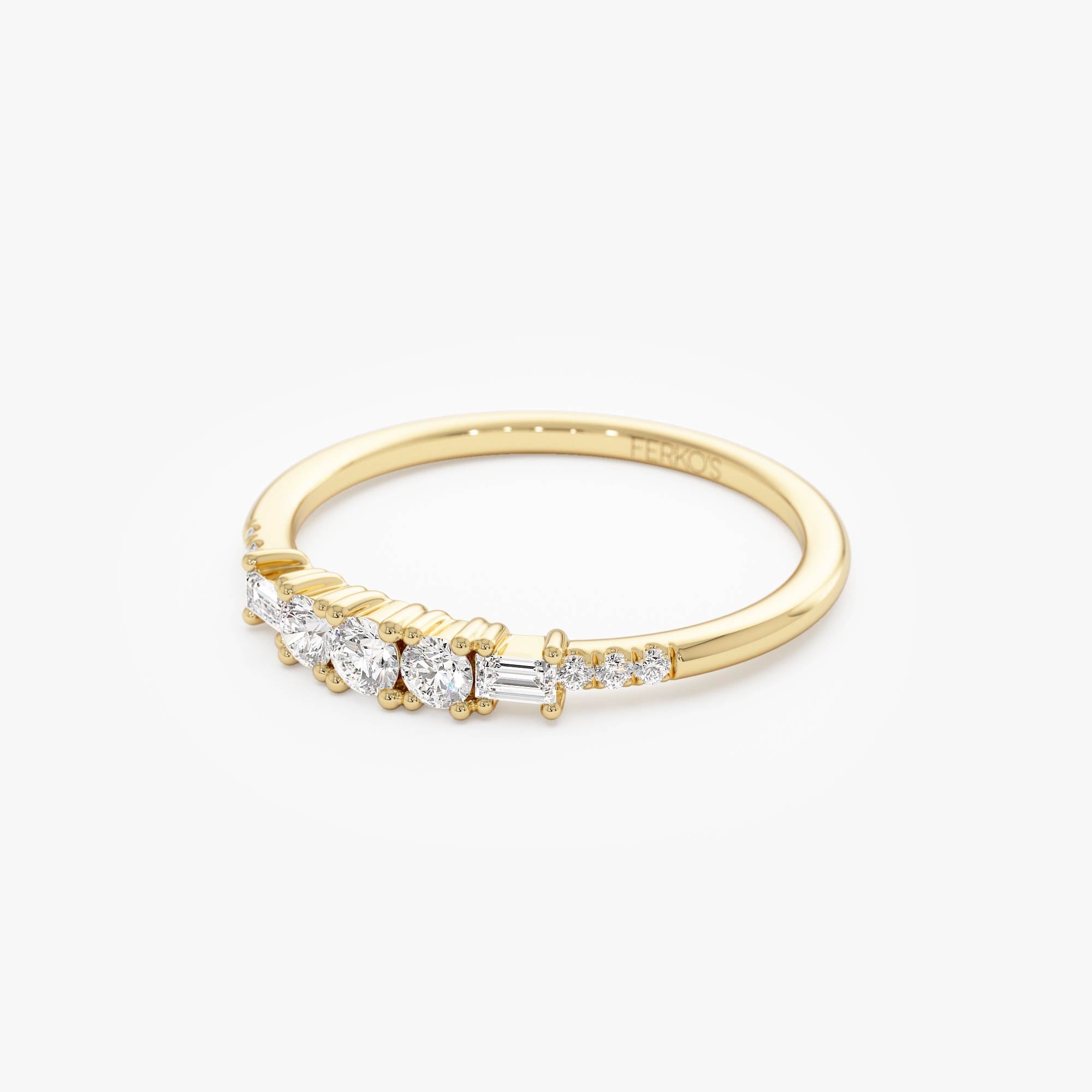 OBFJ0883 - 14K Gold Round & Baguette Diamond Accent Ring 8