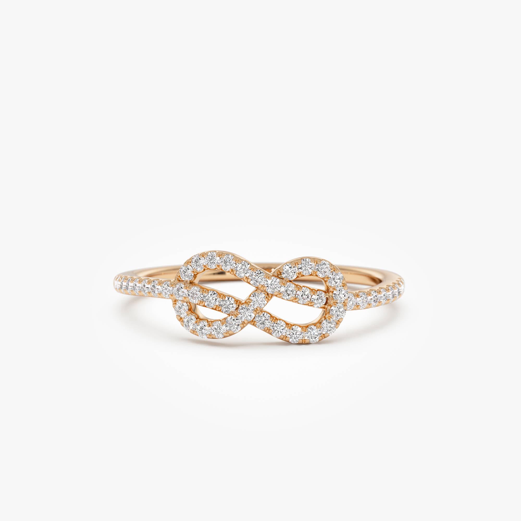 OBFJ0885 - 14K Infinity Knot Diamond Ring 6