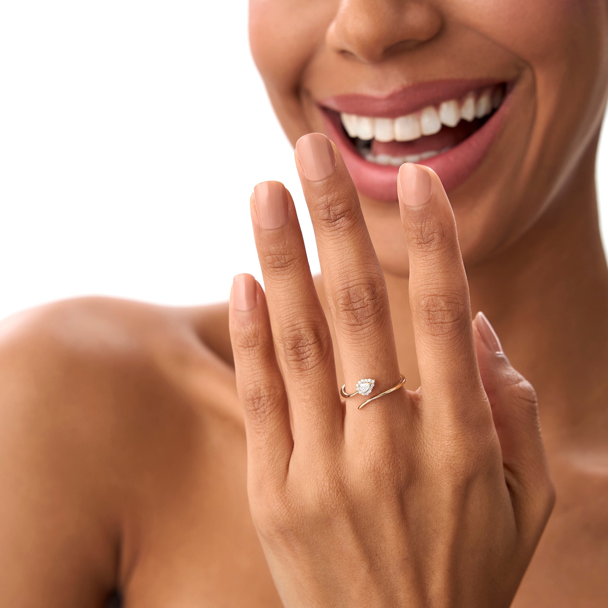 OBFJ0873 - 14K Pear-Shaped Diamond Wrap Ring 3