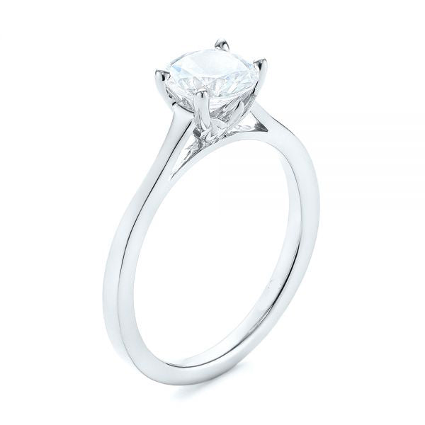 Four Prong Floral Solitaire Diamond Engagement Ring [Setting Only] - EC032 With 0.16 Carat Round Shape Natural Diamond