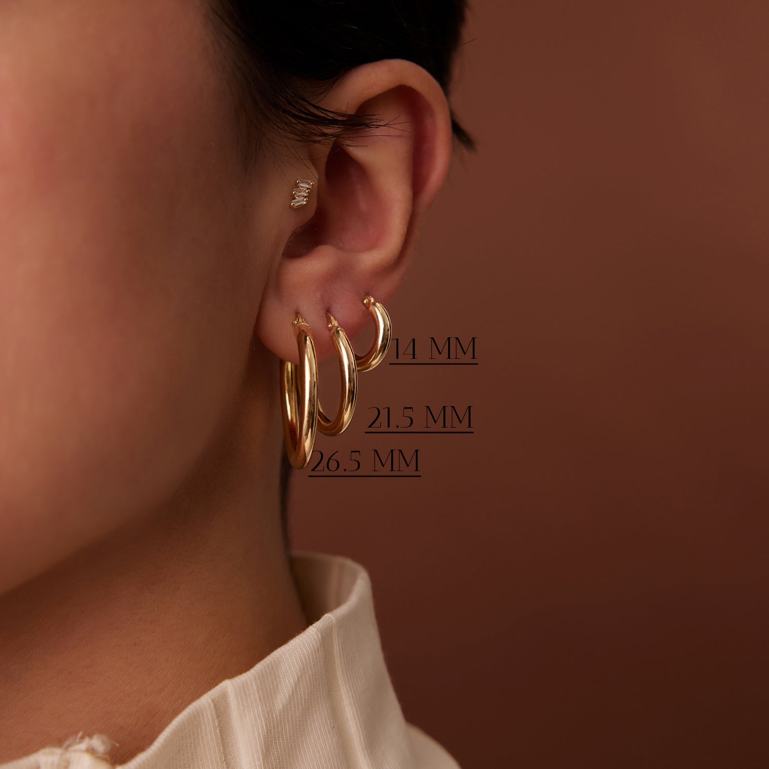 OBFJ1448 - 14k Gold Hoops 14-21.5-26.5 MM 2
