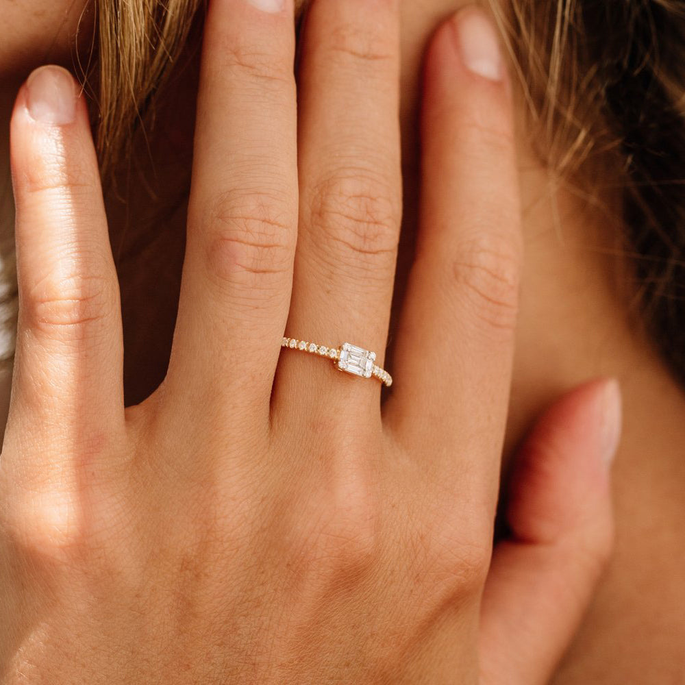 OBFJ2066 - 14k Illusion Setting East to West Baguette Diamond Ring 2