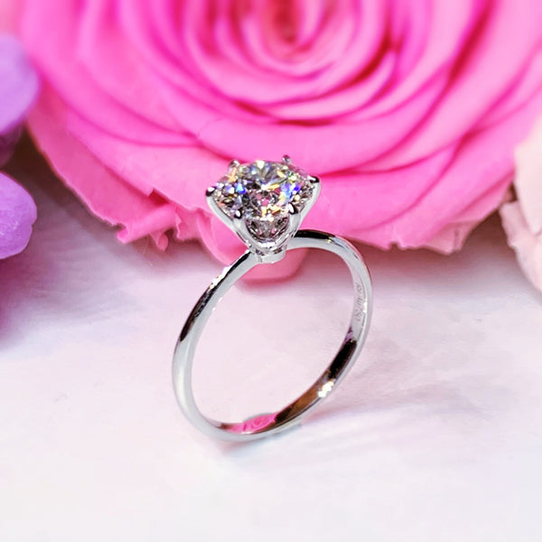 Six Prong Solitaire Engagement Ring [Setting Only] - KNT2S With 5.04 Carat Round Shape Lab Diamond