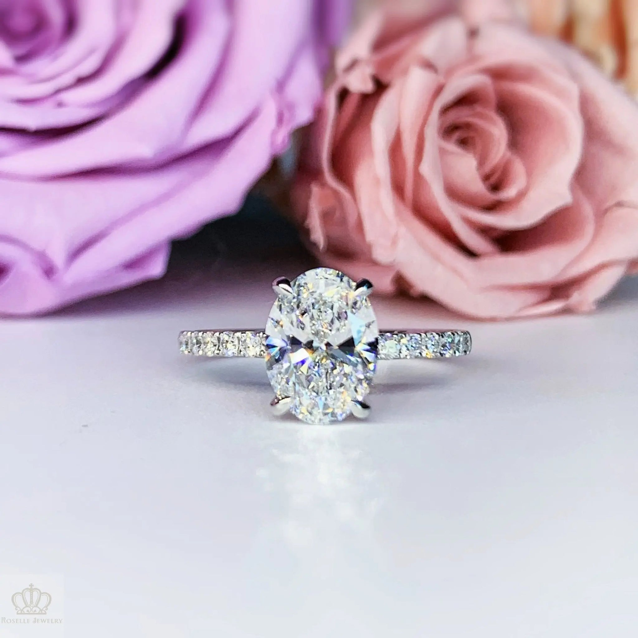 LGR086 - [Setting Only] Hidden Halo Diamond Side Stone Engagement Ring CHARLISA™