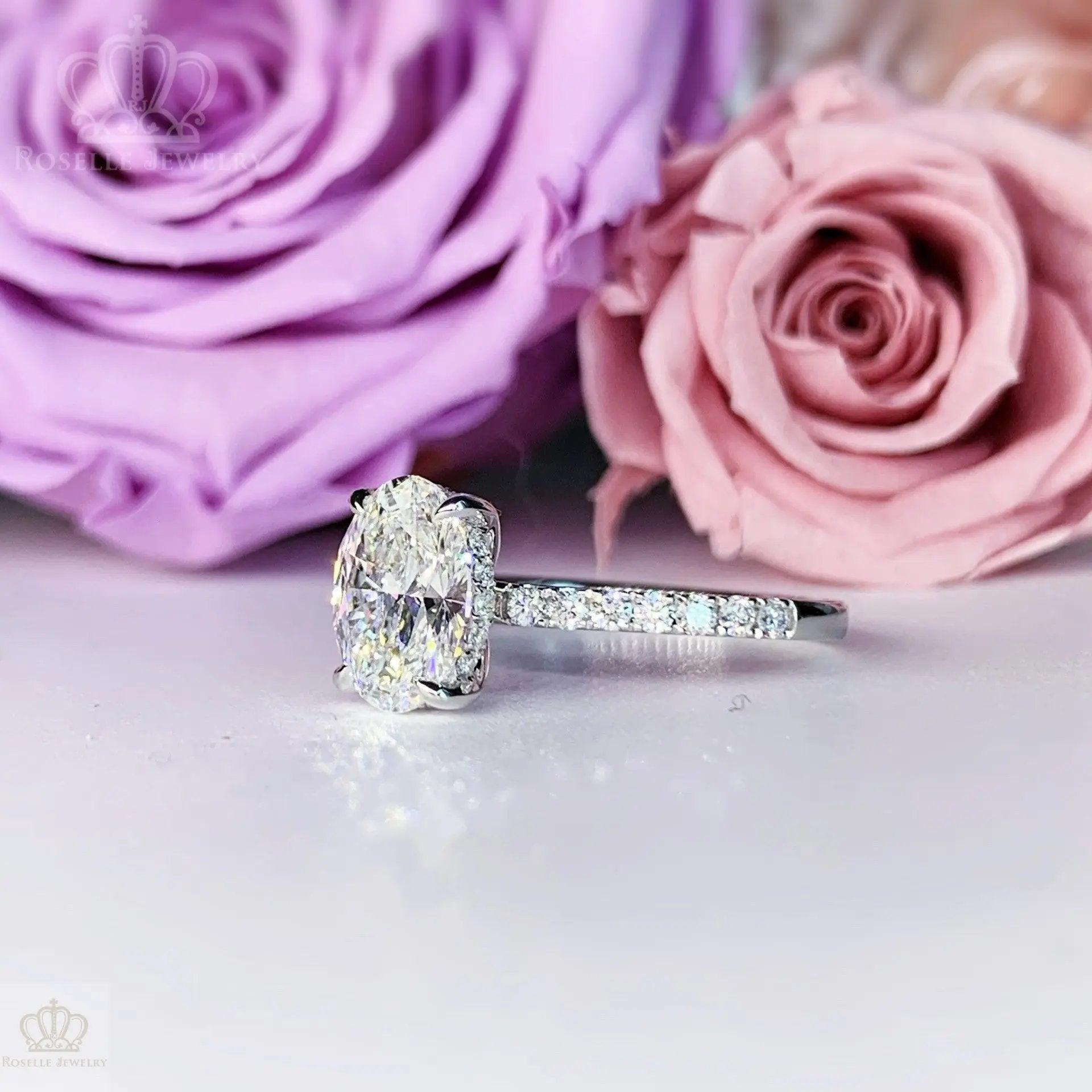 LGR086 - [Setting Only] Hidden Halo Diamond Side Stone Engagement Ring CHARLISA™